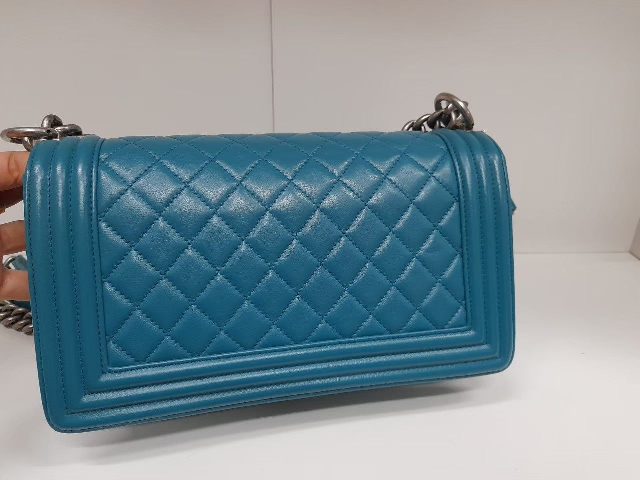 Chanel Boy 25 Lamb Blue RHW #19 Size 25x15x9cm