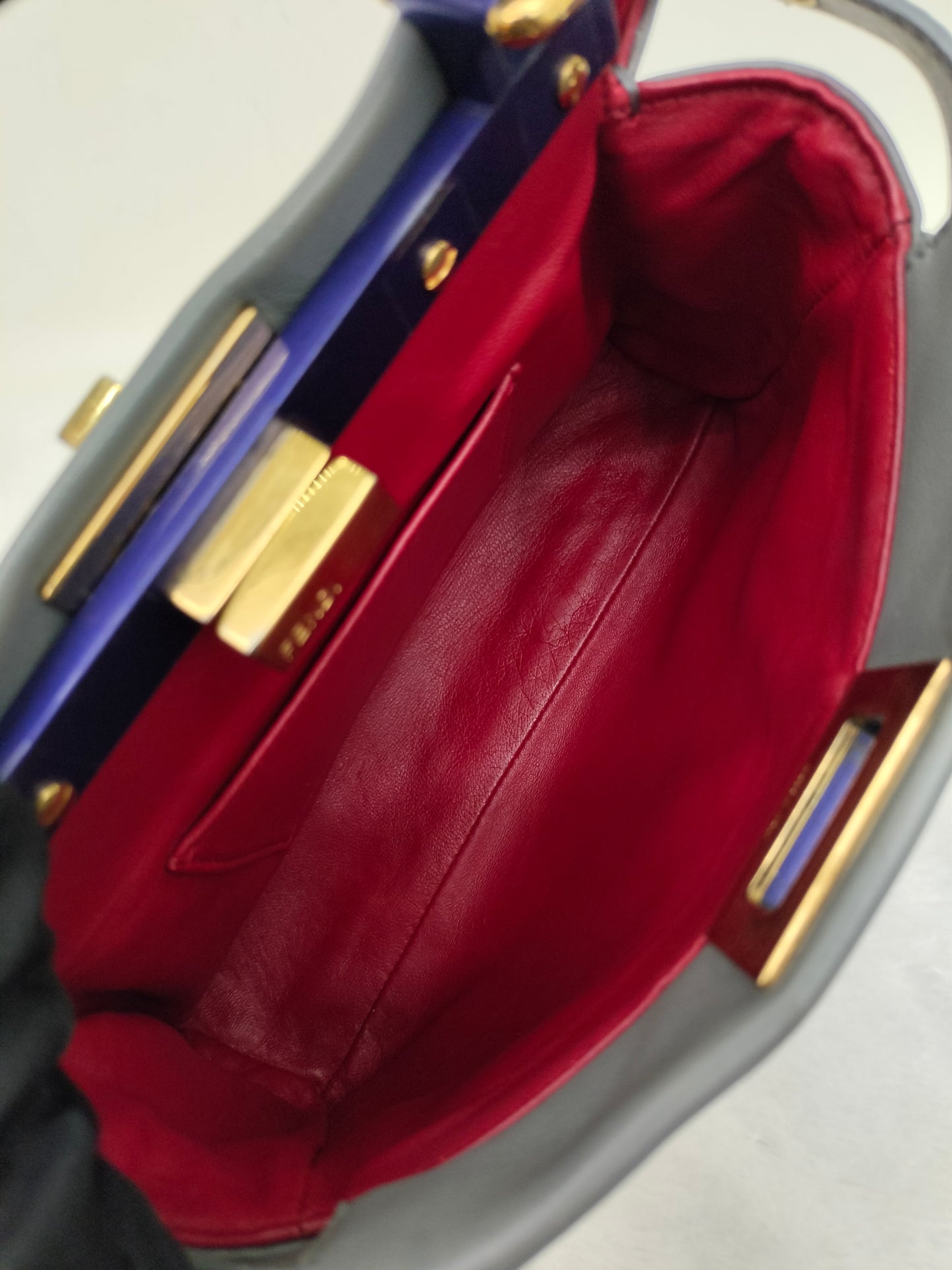 Fendi Peekaboo Mini Grey Blue GHW