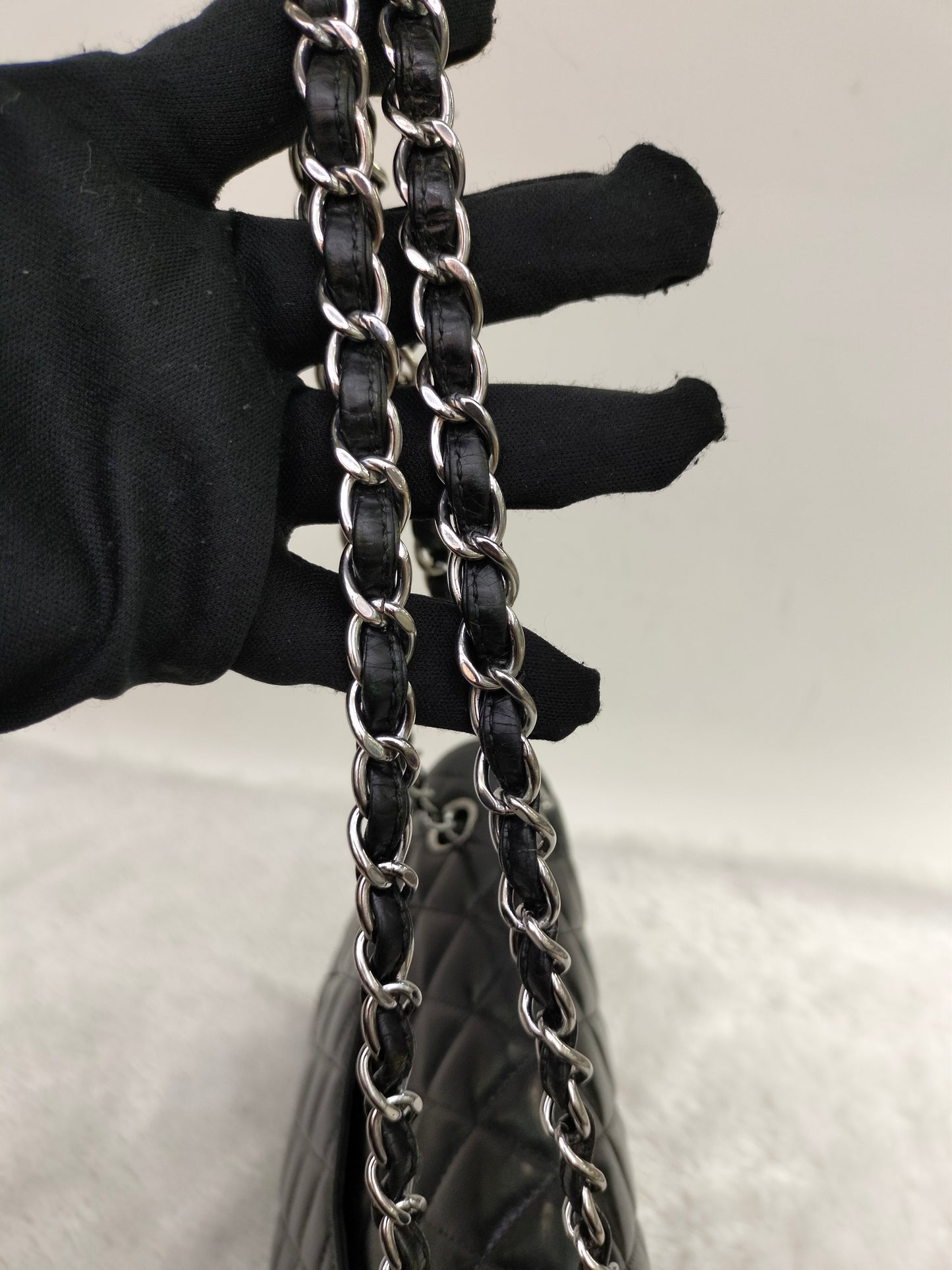 Chanel Medium Patent Black Green SHW DF #15