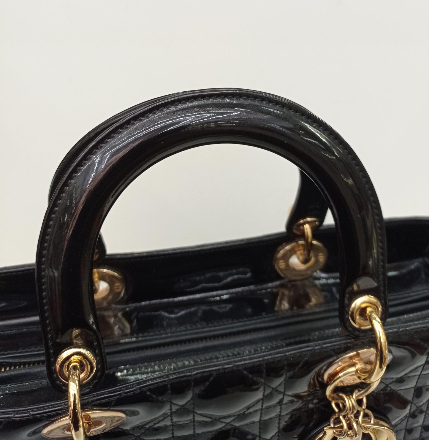 Lady Dior Large Patent Black GHW 2015