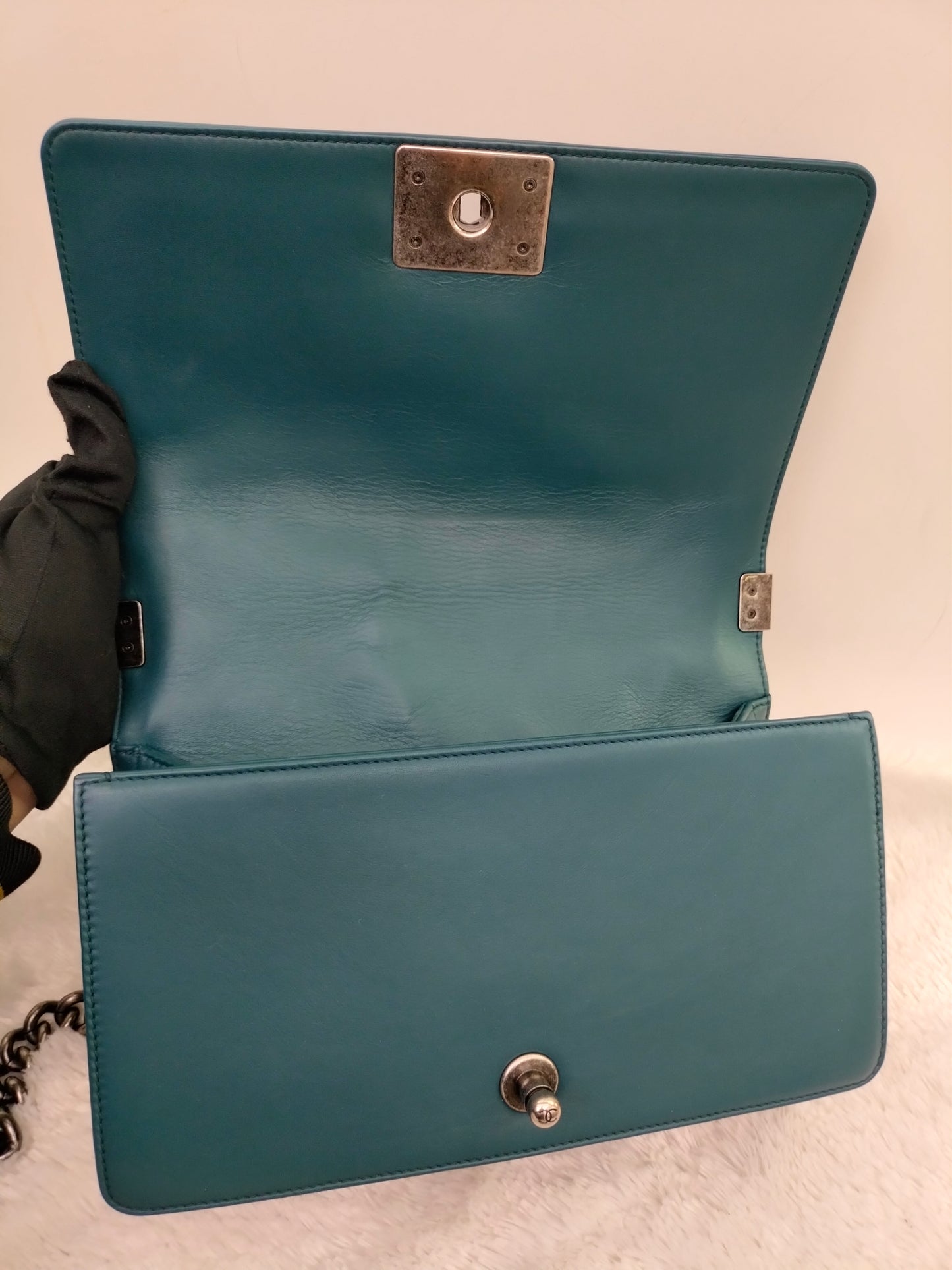 Chanel Boy 25 Lamb Turquoise RHW #19