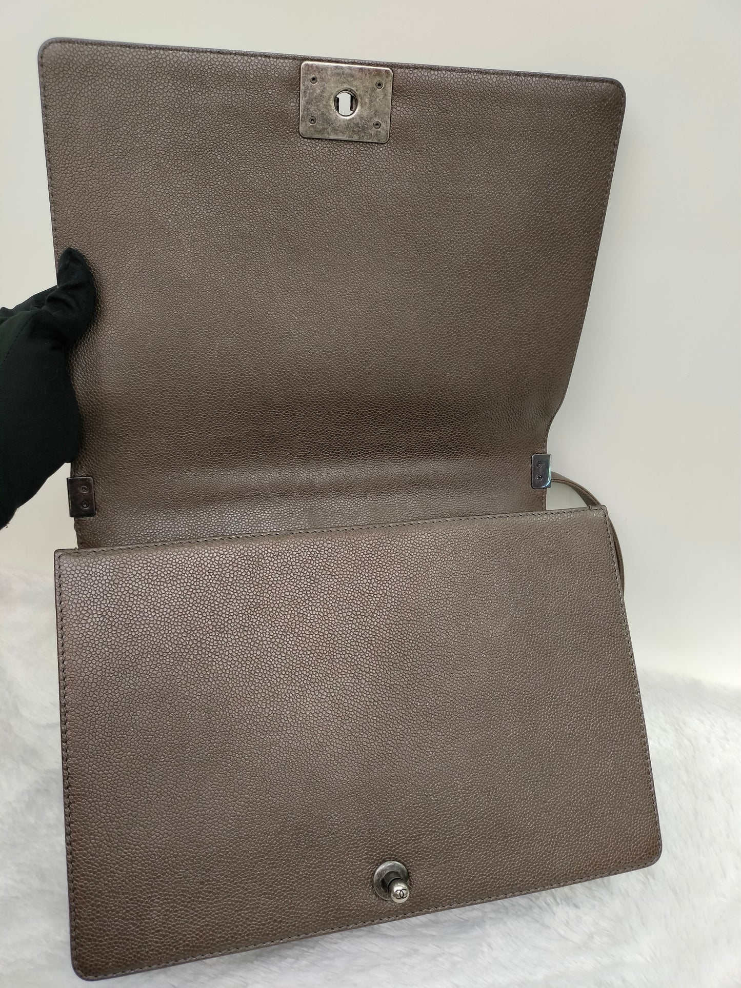 Chanel Boy Large Tweed Calfskin Brown RHW #18