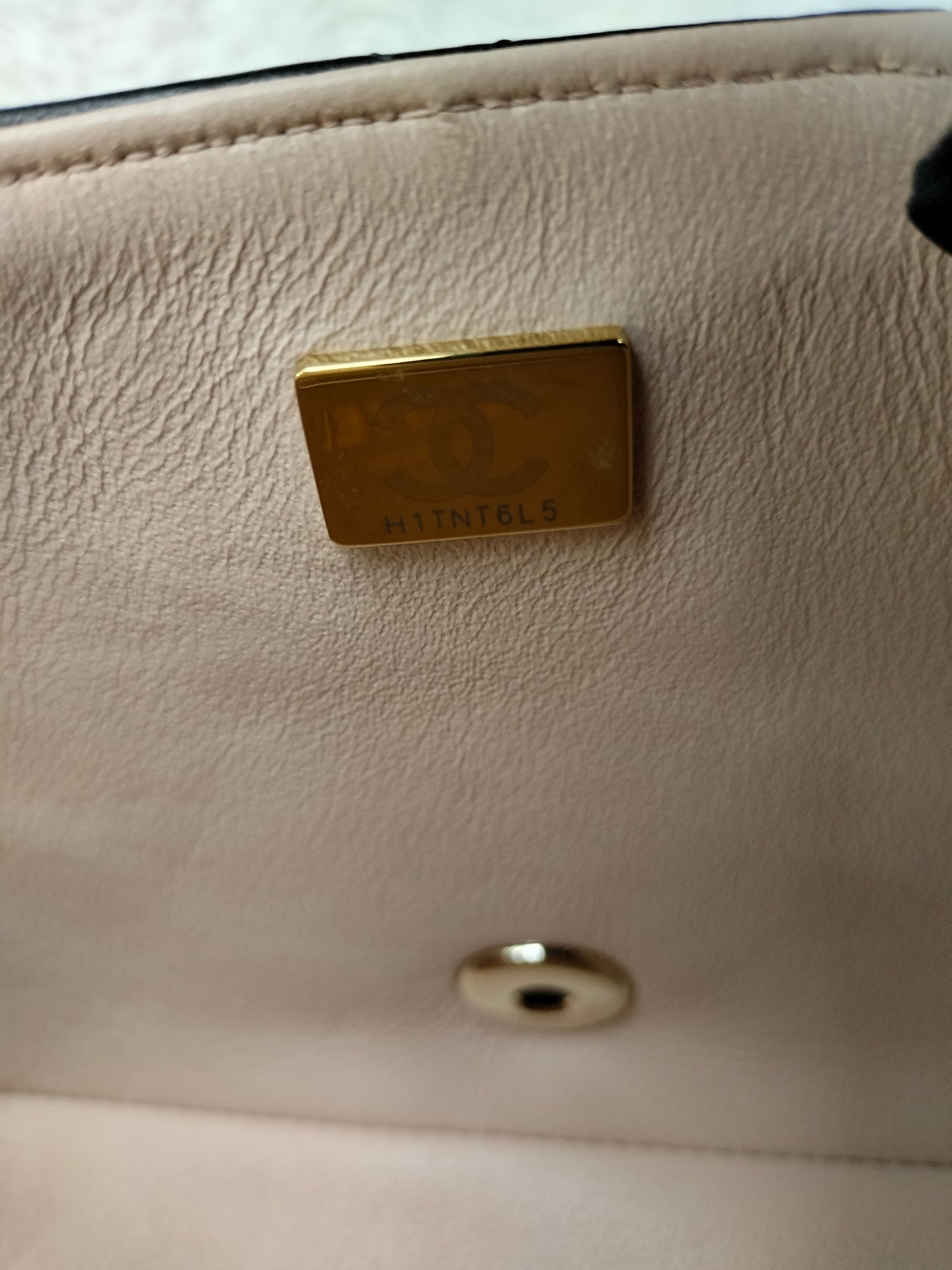Chanel Mini Square Lamb Beige Black LGHW (CHIP)