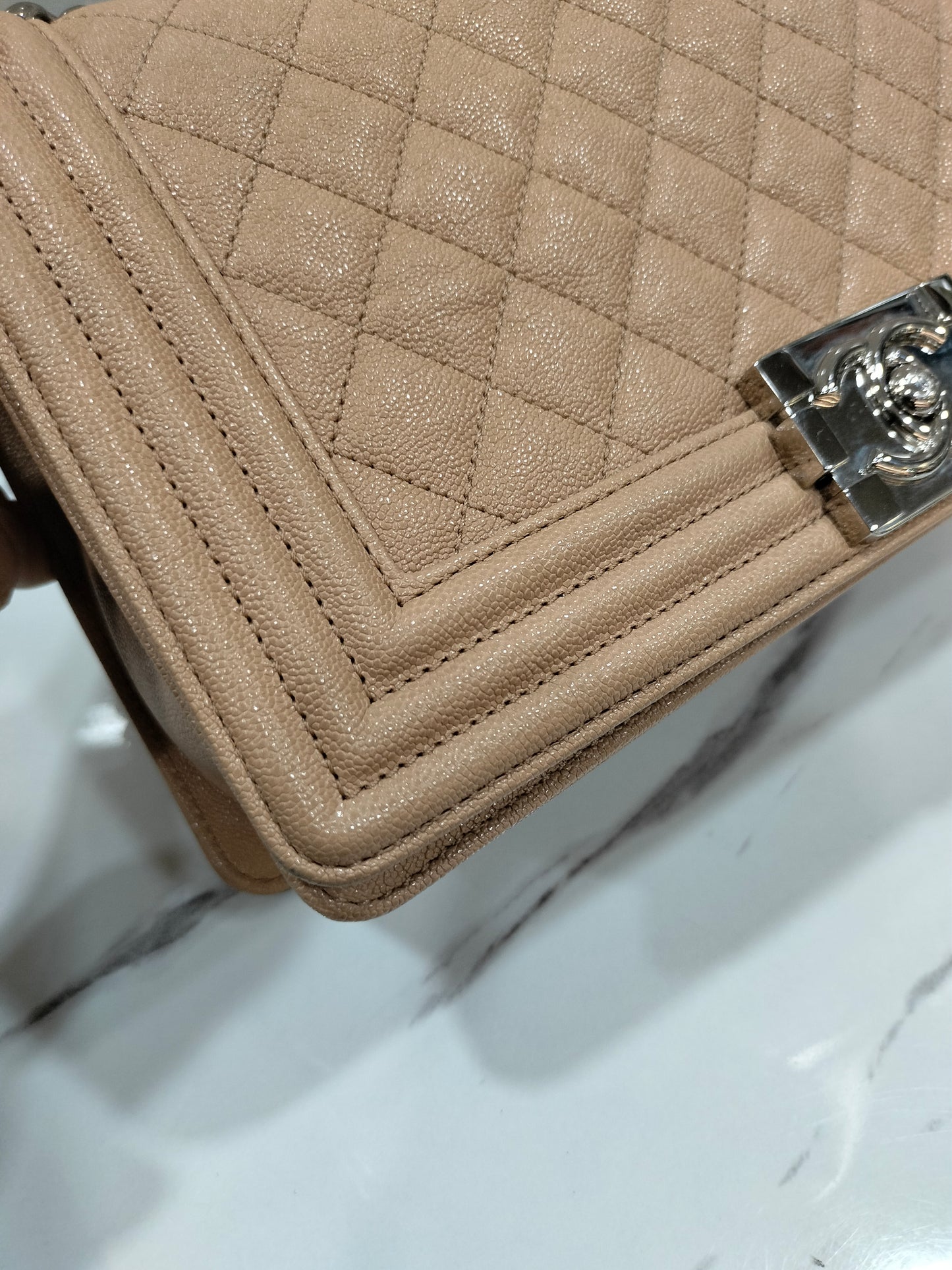 Chanel Boy 25 Caviar Beige SHW #28