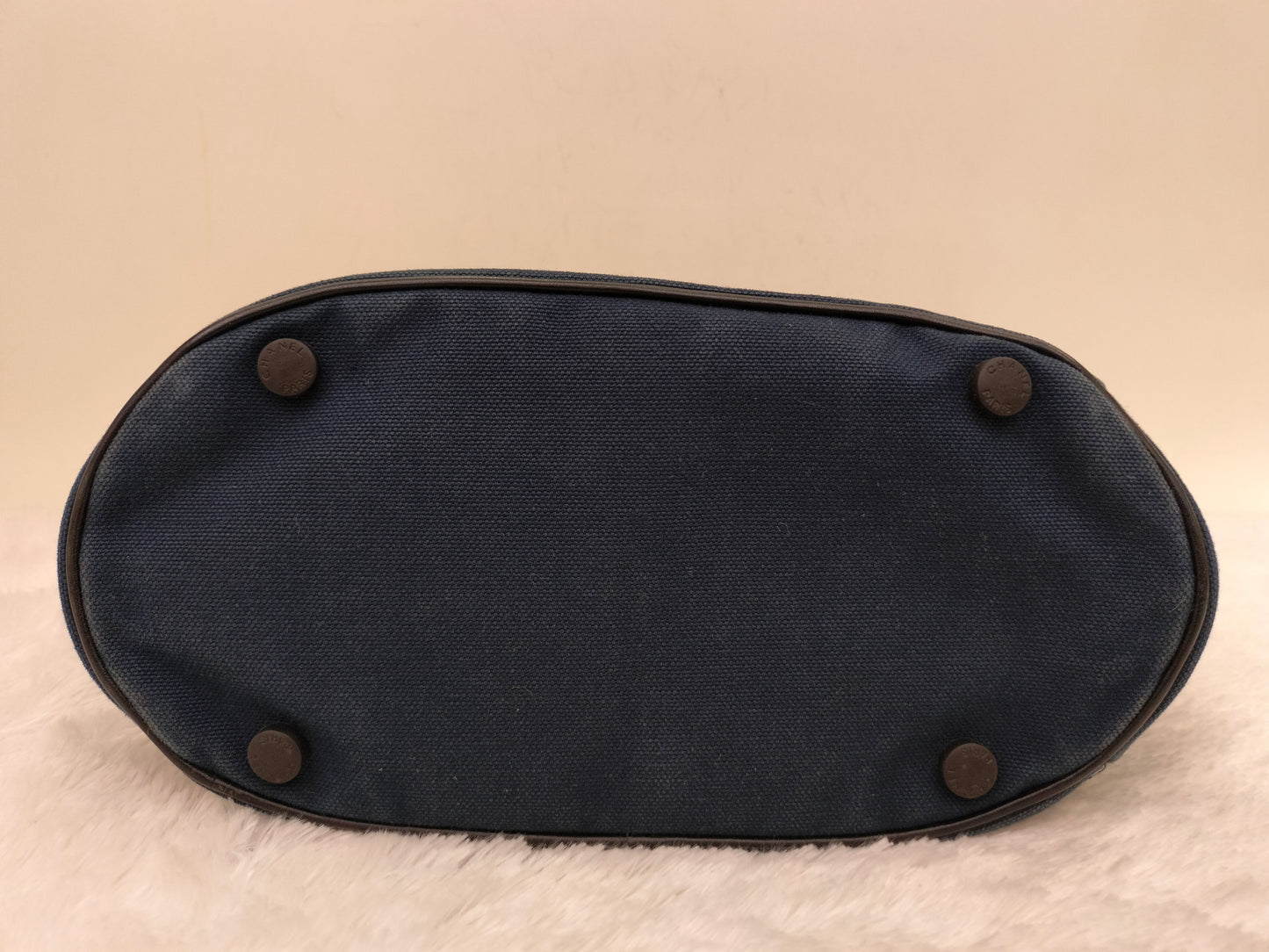 Chanel Mademoiselle Cruise Reissue Tote Canvas Blue White Black SHW #9