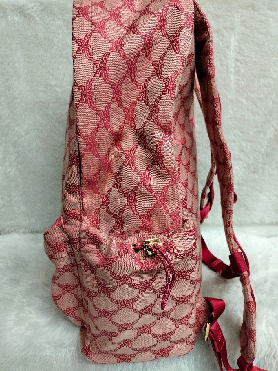 *Neverbeen Used* MCM Himmel Medium Backpack Lauretos Jacquard Red GHW 2024