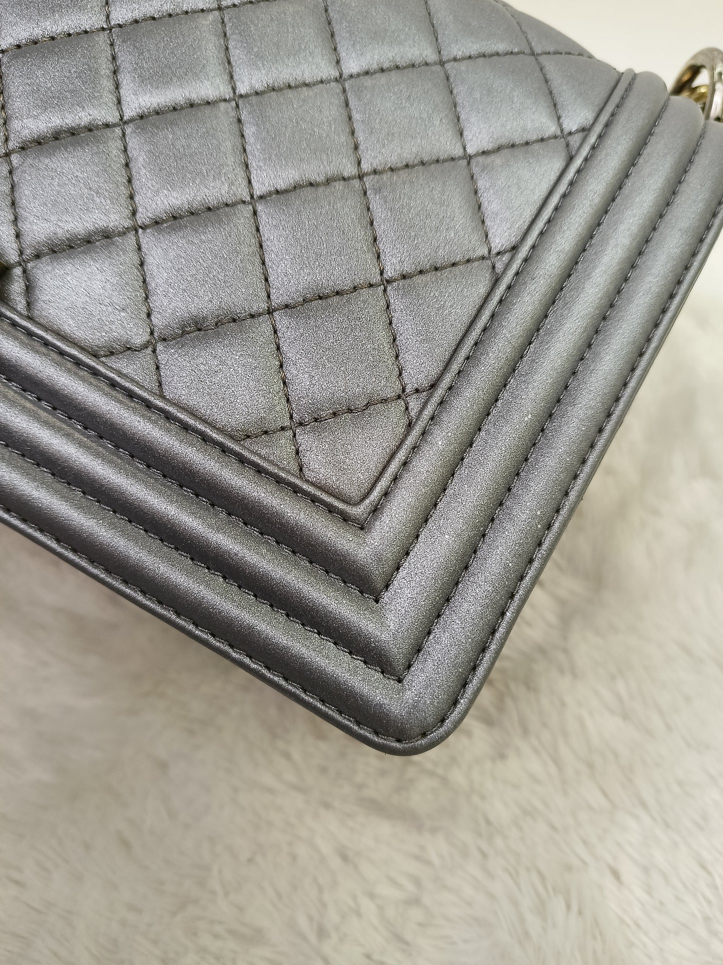 Chanel Boy 25 Calfskin Silver RGHW #19