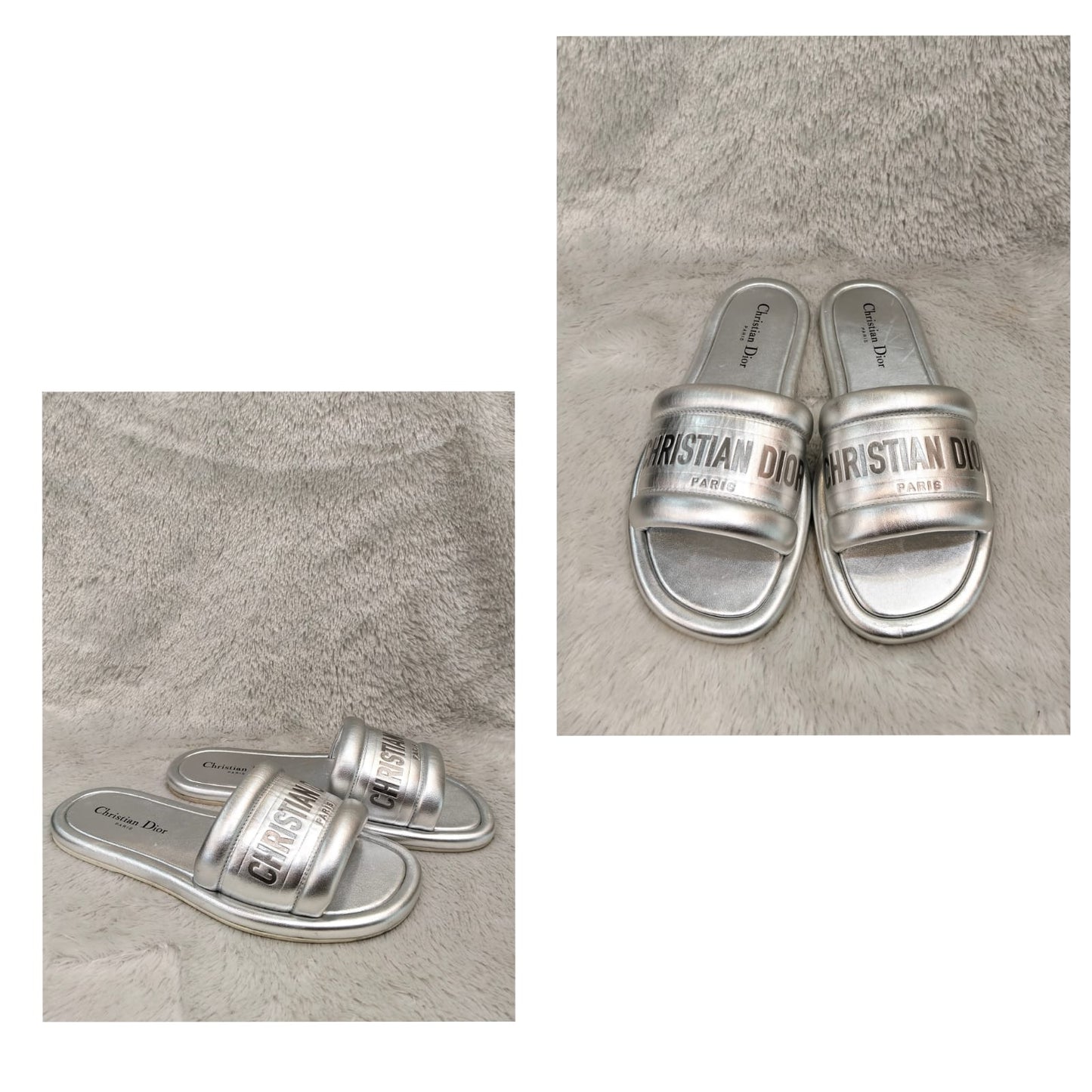 Sandals Christian Dior Metallic Lambskin Embossed Size 37½