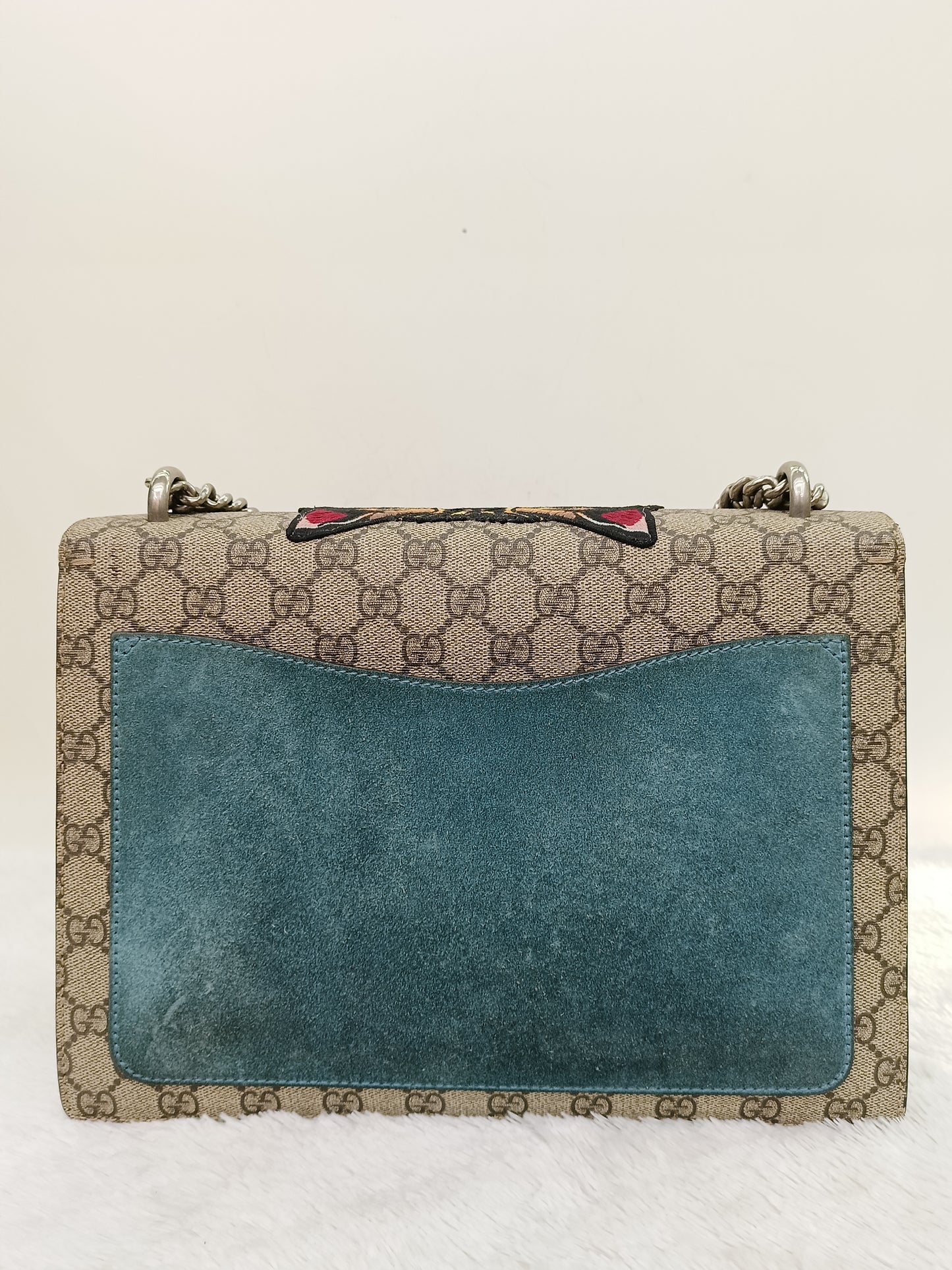 Gucci Dionysus Medium Embriodered Angry Cat Light Blue RHW