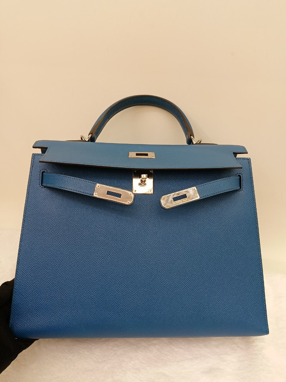 Kelly32 Epsom Sellier Bleu Izmir PHW #R square