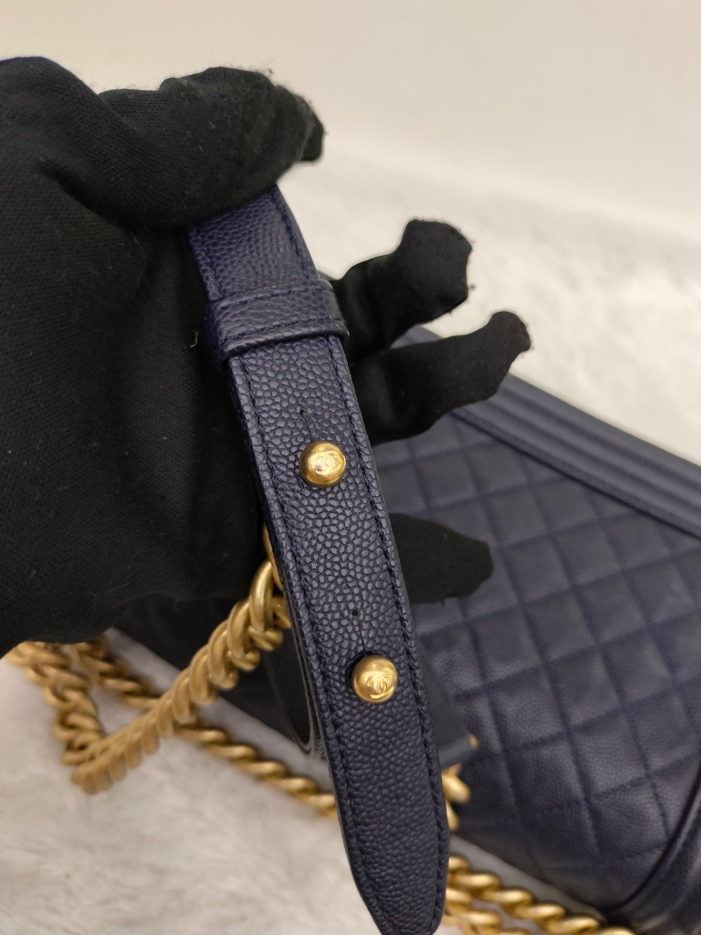 Chanel Boy 25 Caviar Navy GHW #25