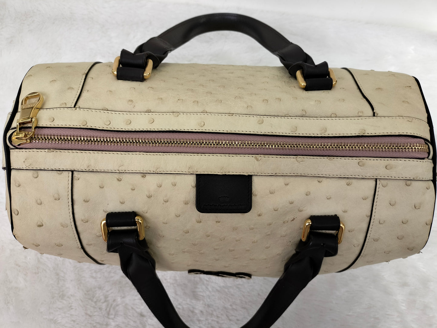 Loewe Fusta Ostrich Anagram Beige Brown GHW 2011