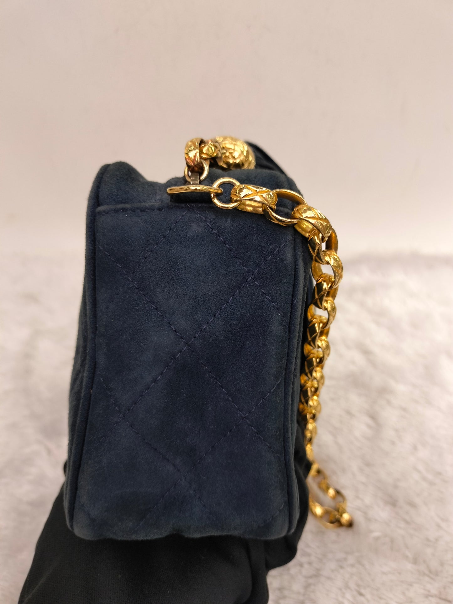 Chanel Mini Camera Suede Navy GHW #1