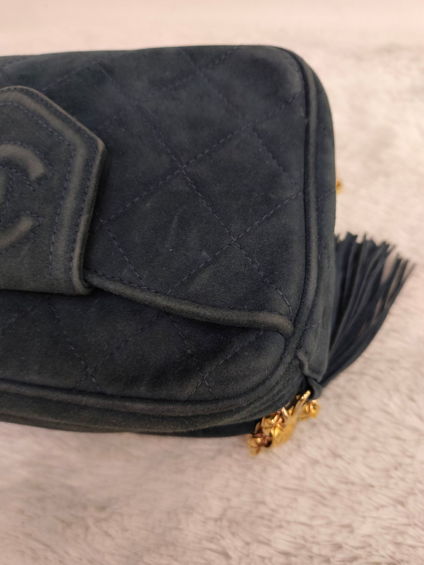Chanel Mini Camera Suede Navy GHW #1