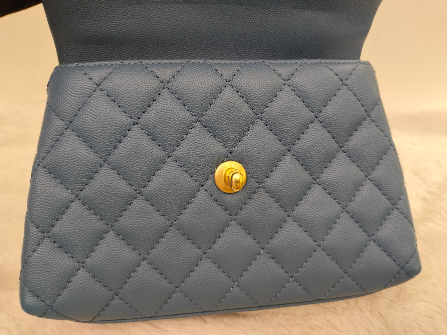 Chanel Coco Handle Small Caviar Blue GHW #25