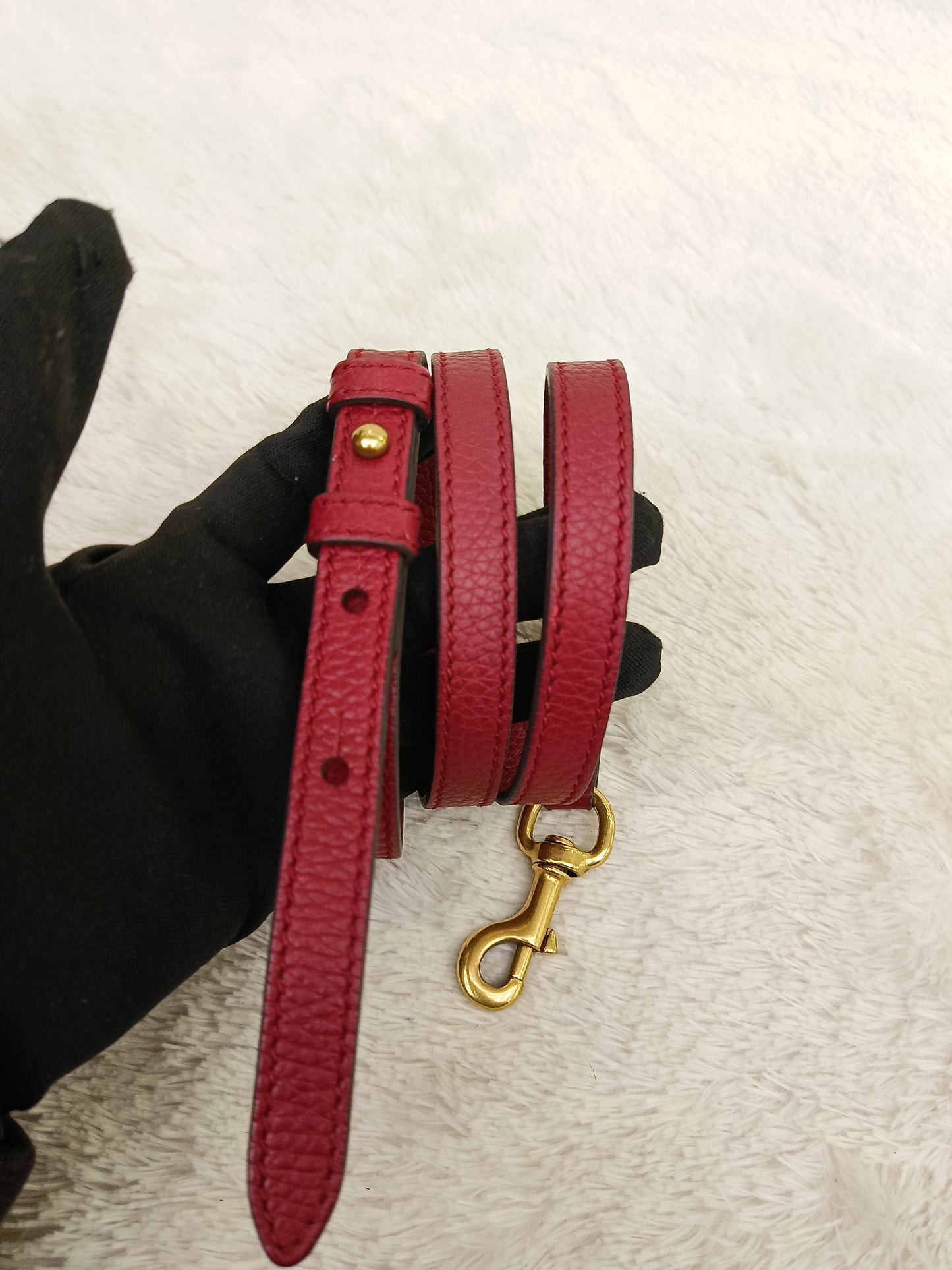 Gucci Top Handle Medium Marmont Grained Red GHW