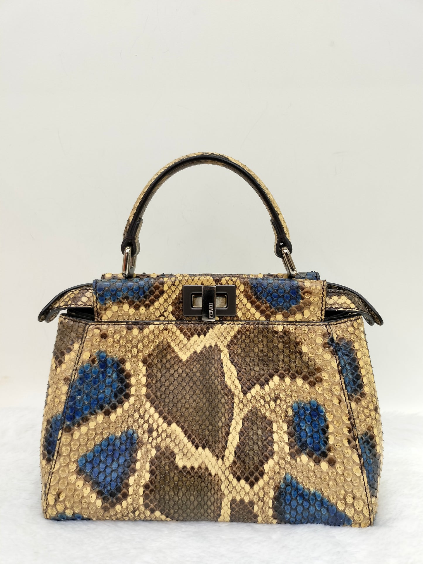 Fendi Peekaboo Mini Python Blue Beige SHW