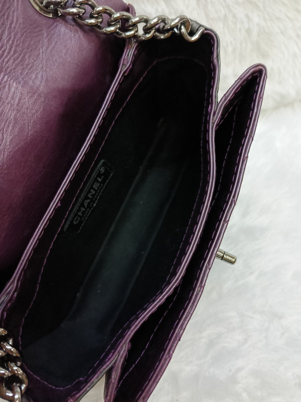 Chanel Mini Flap Lady Pearly Grey Purple SHW #17 Size 19x13x6cm