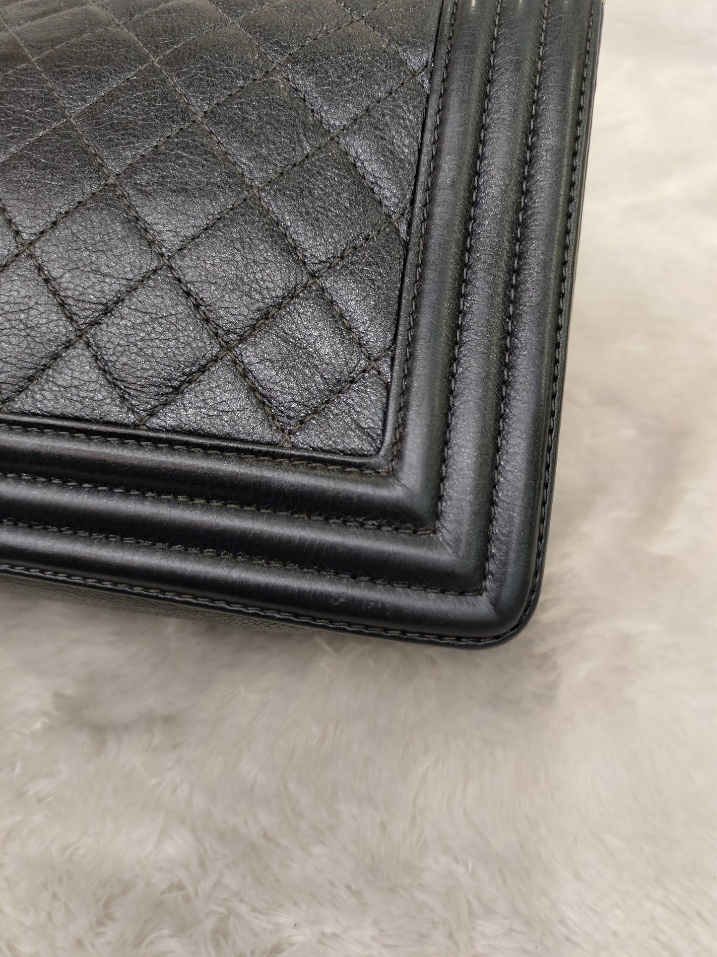 Chanel Boy 25 Calfskin Metallic Dark Grey RGHW #20