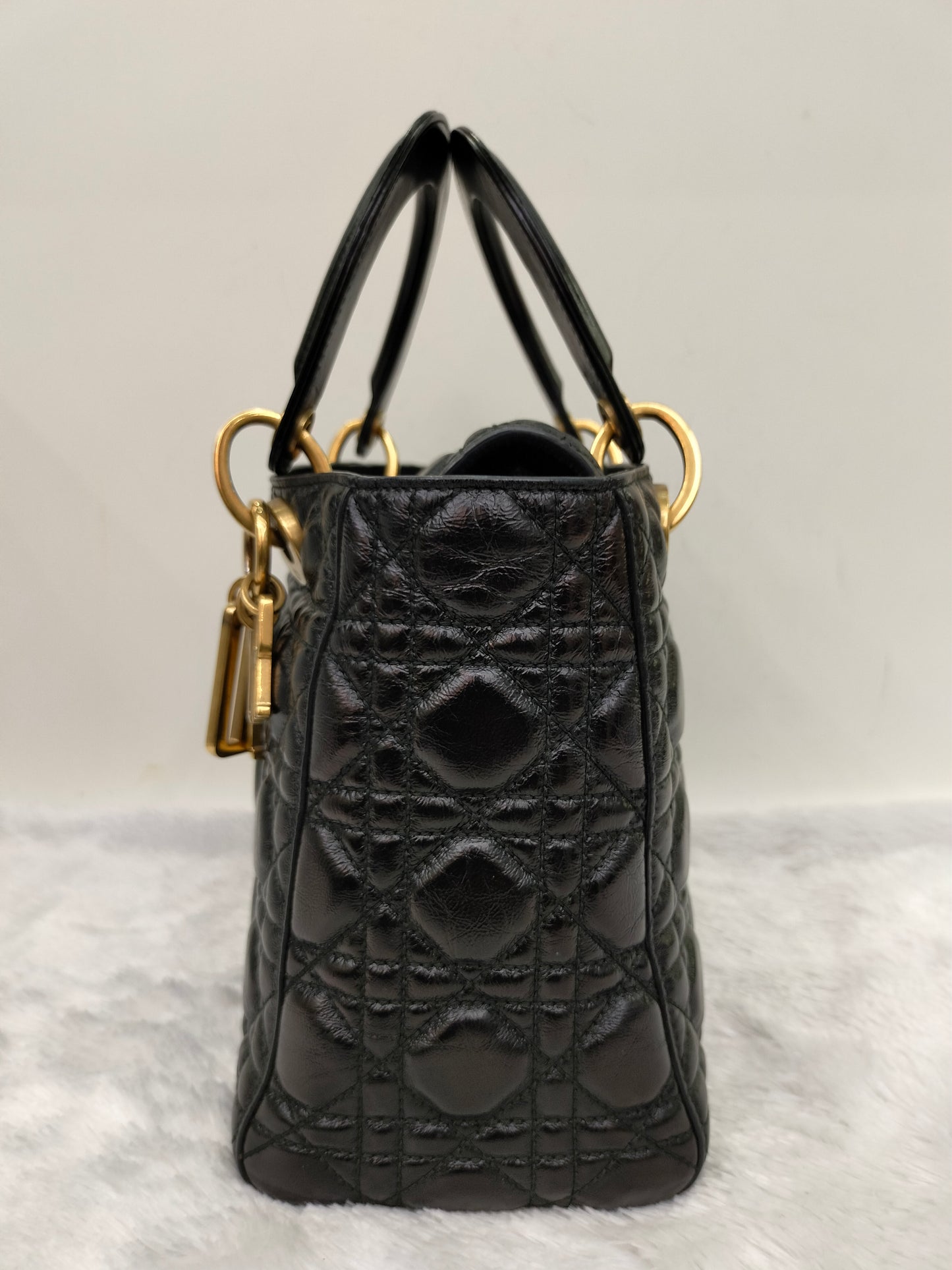 Lady Dior Medium Calfskin Cannage Black GHW 2018