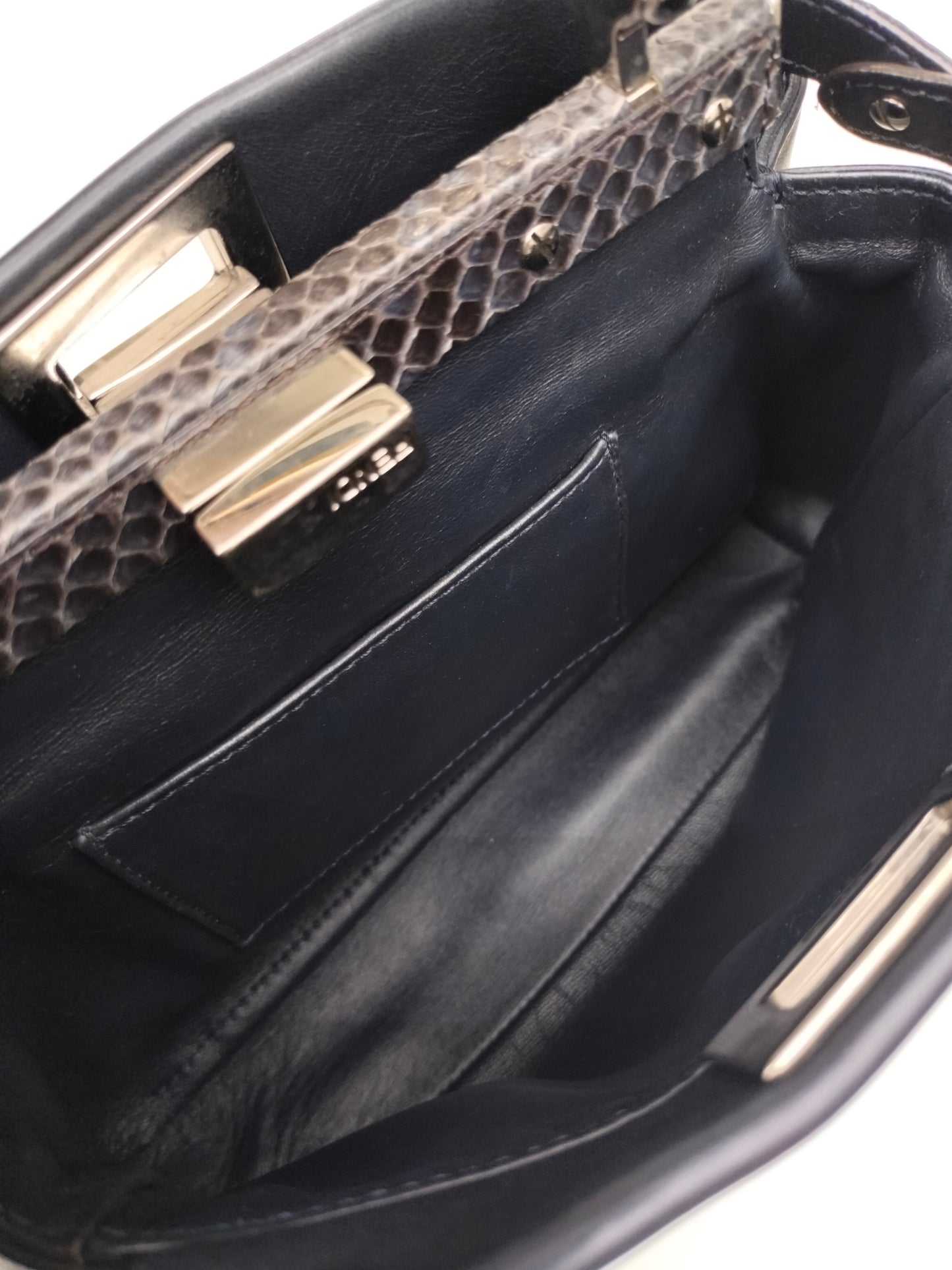 Fendi Peekaboo Mini Monster Black Handle Python SHW