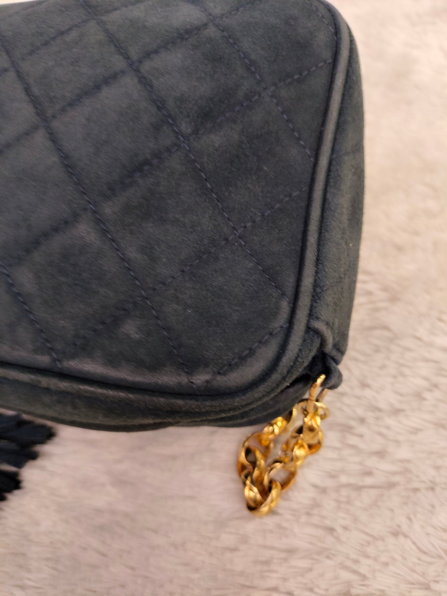 Chanel Mini Camera Suede Navy GHW #1