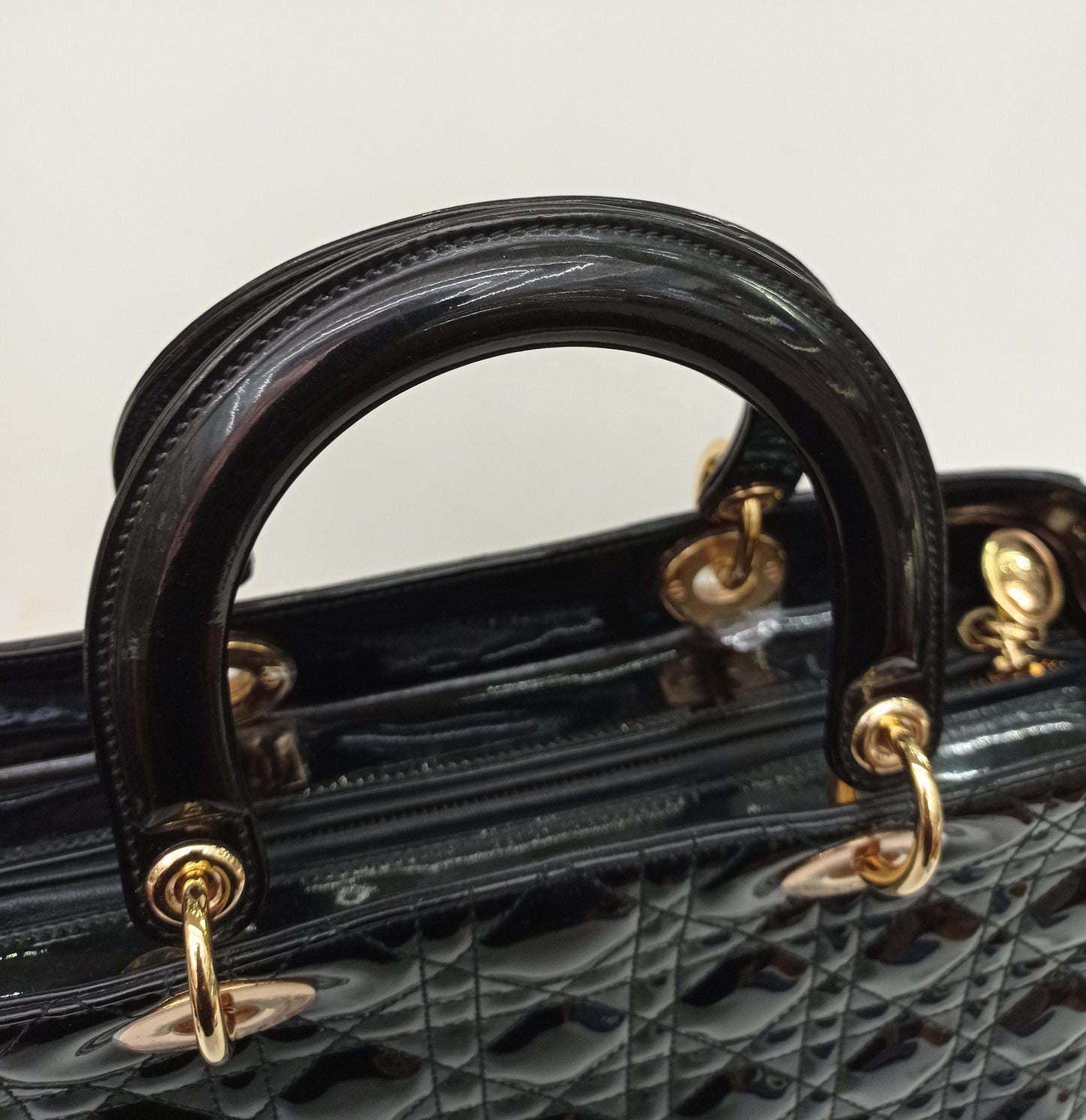 Lady Dior Large Patent Black GHW 2015