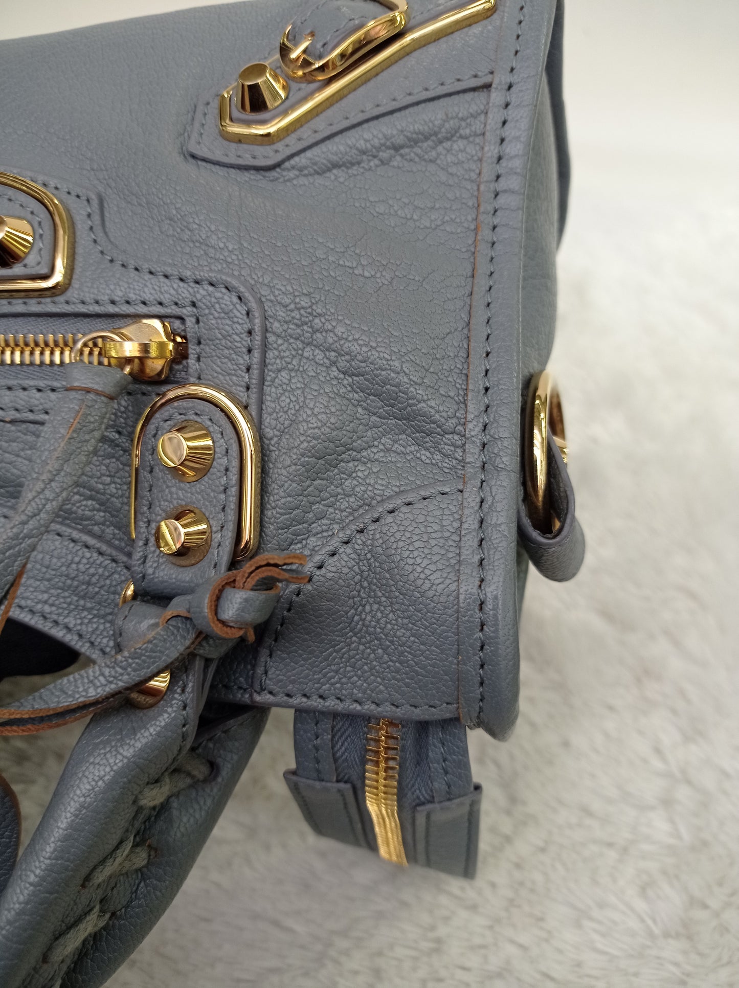 Balenciaga Mini City Edge Griss Blue GHW