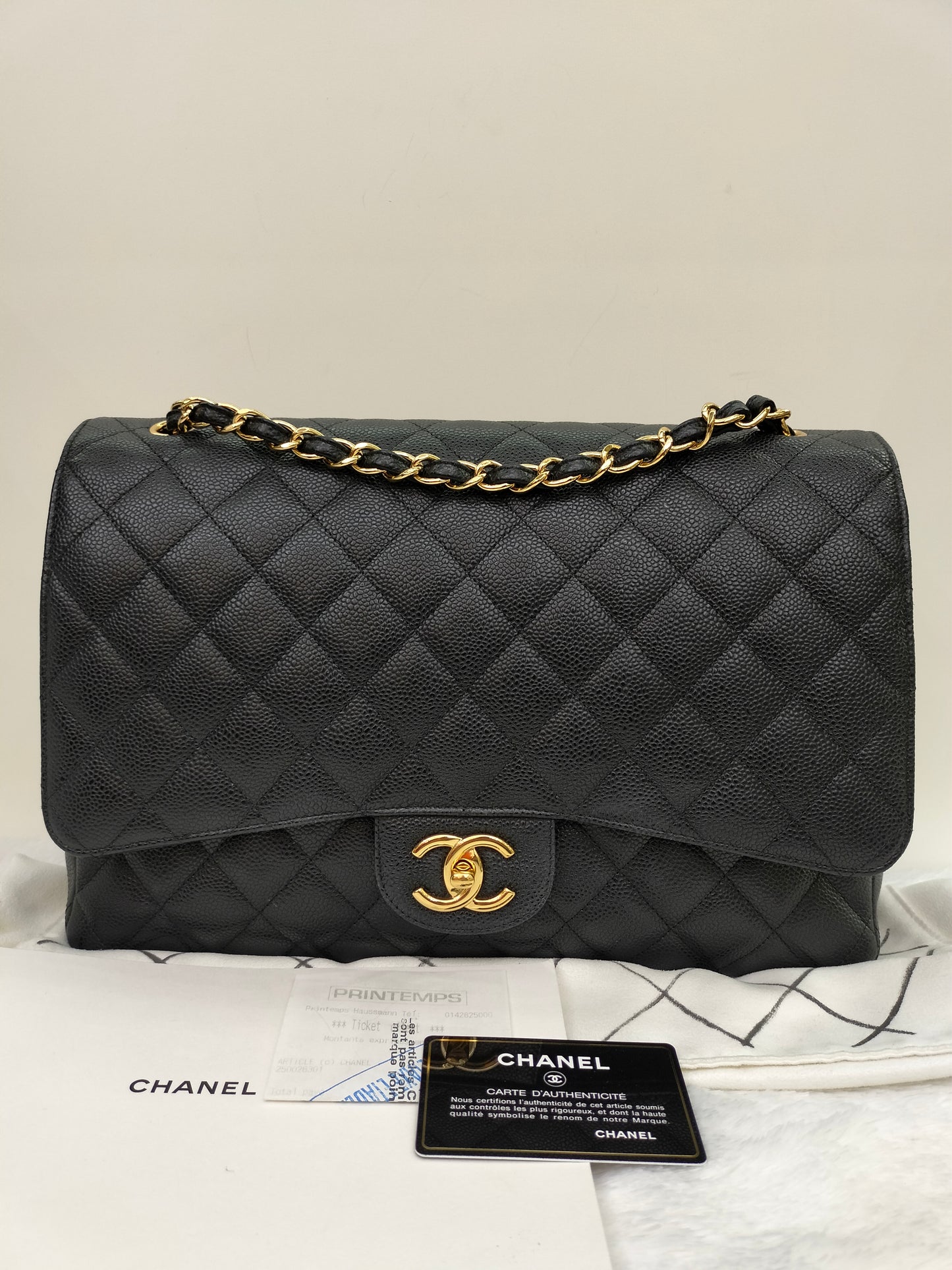 Chanel Maxi Caviar Black GHW DF #20