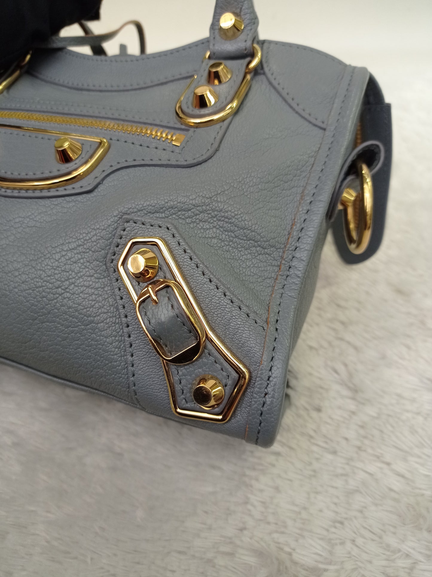 Balenciaga Mini City Edge Griss Blue GHW