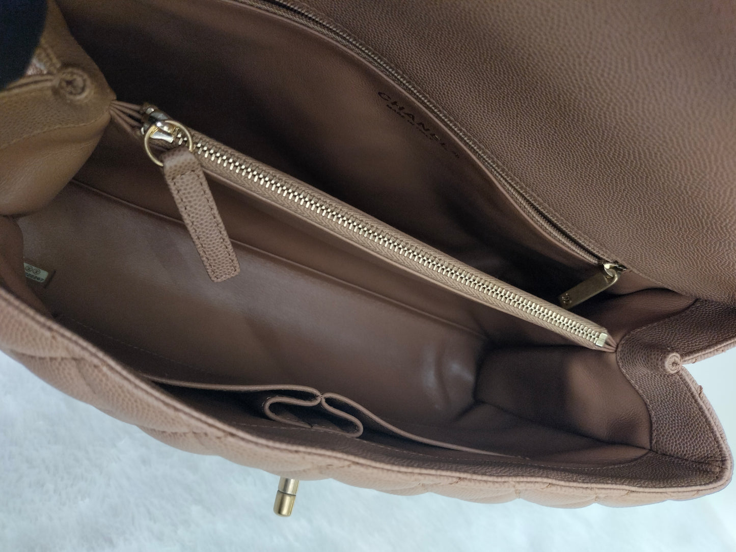 Chanel Coco Handle Large Caramel Handle Lizard GHW #24
