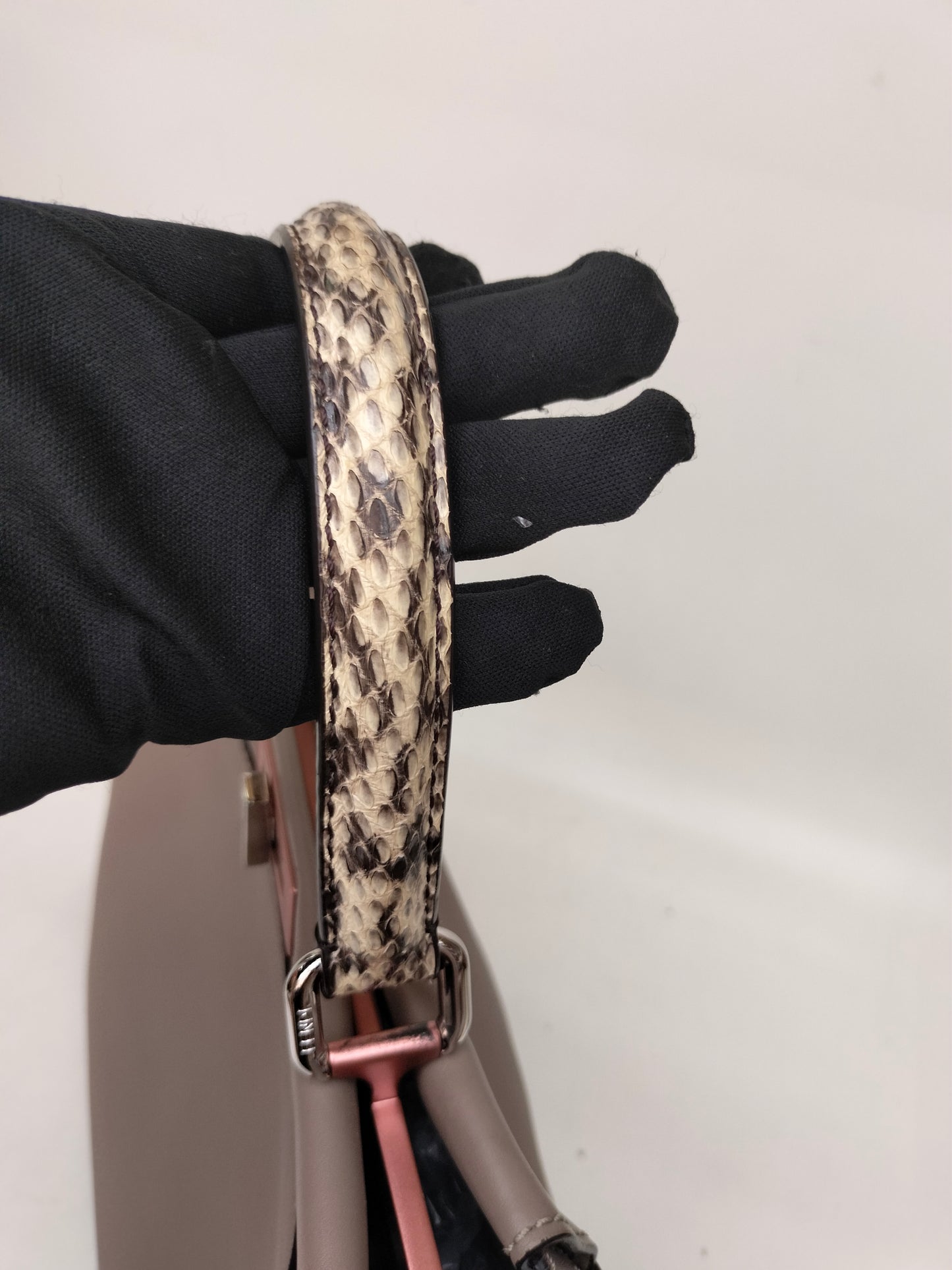 Fendi Peekaboo Medium Etoupe Handle Python SHW