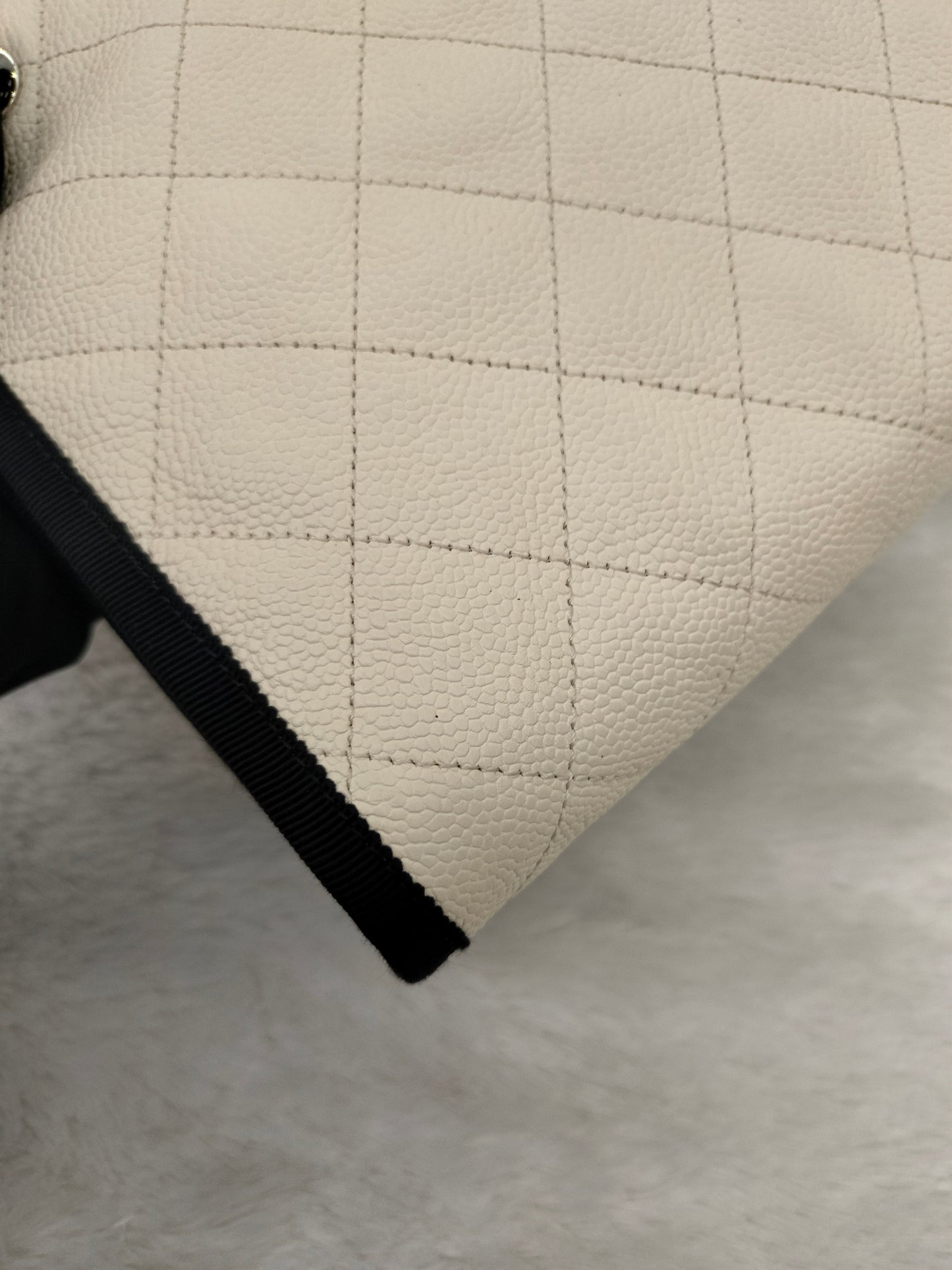 Chanel Flap Caviar White Black SHW #25