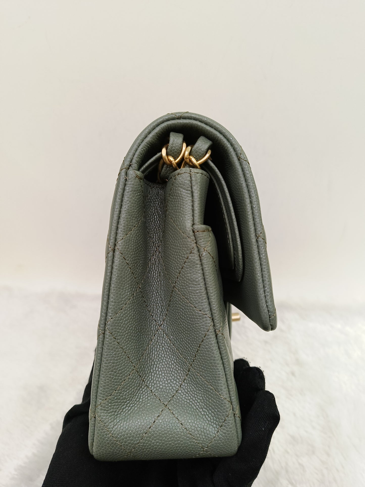 Chanel Medium Caviar Light Green GHW DF #25