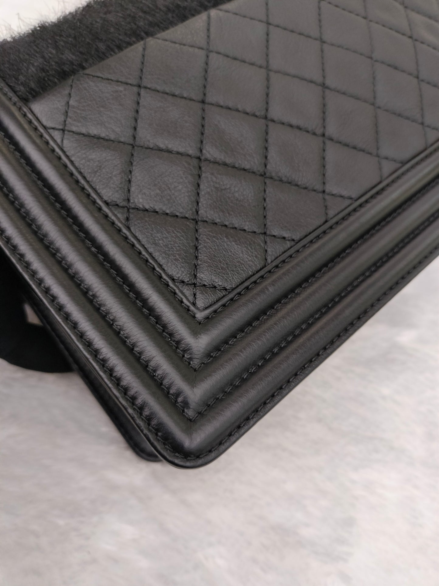 Chanel Boy 25 Fur Black RGHW #21
