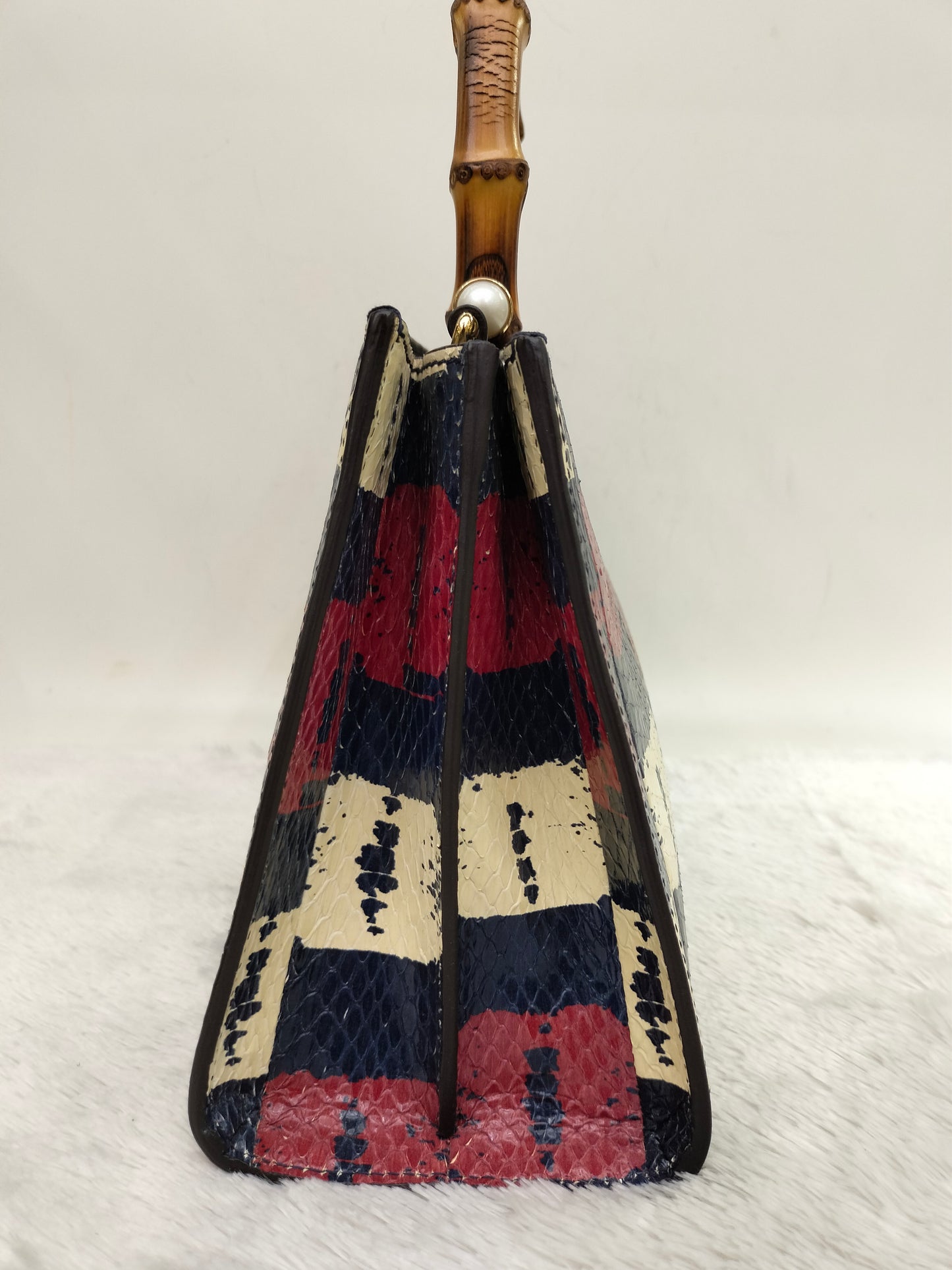Gucci Nymphaea Top Handle Multicolour Snake Skin Handle Bamboo GHW