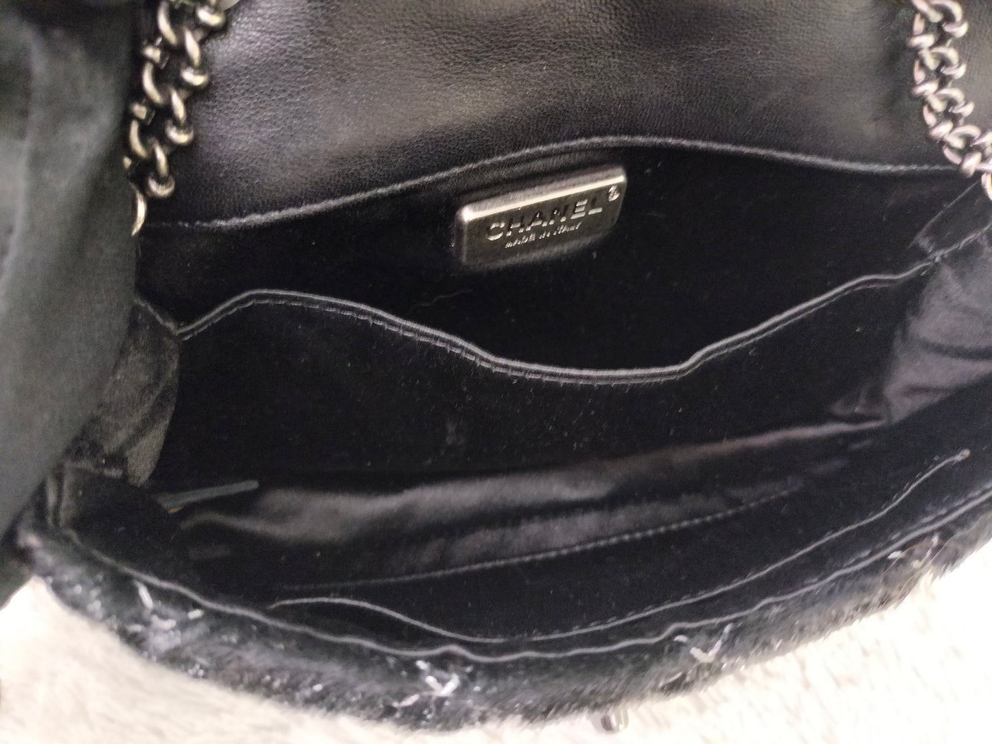 Chanel Mini Flap Calf Hair Metallic Black RHW #21