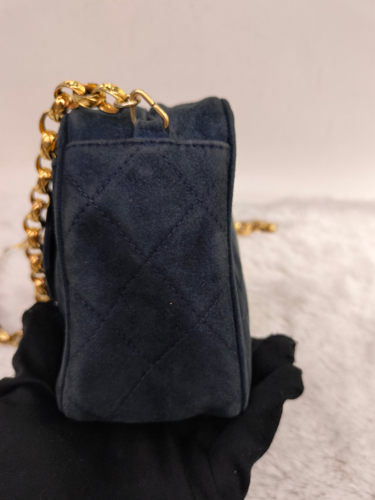 Chanel Mini Camera Suede Navy GHW #1