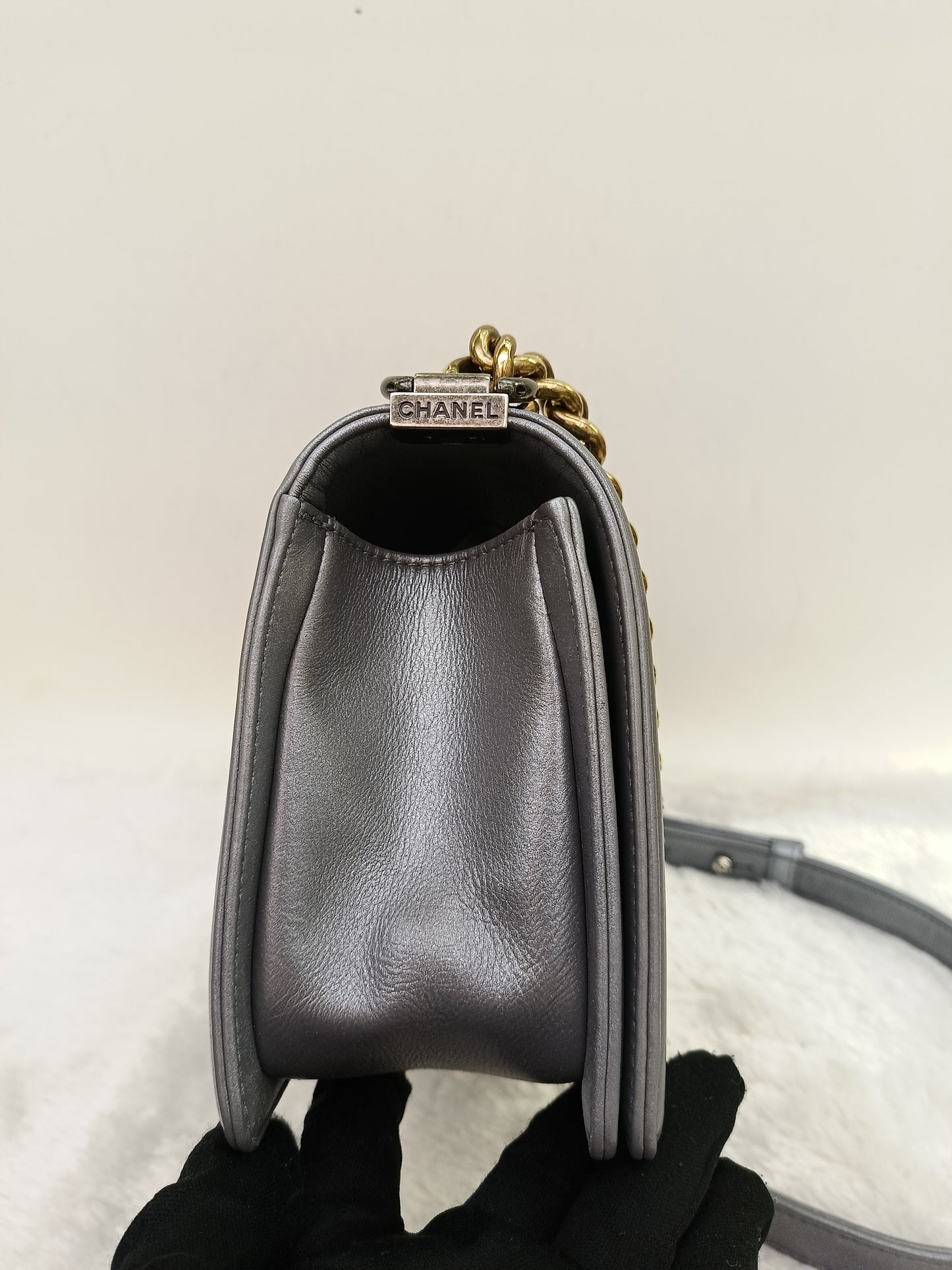 Chanel Boy 25 Calfskin Silver RGHW #19