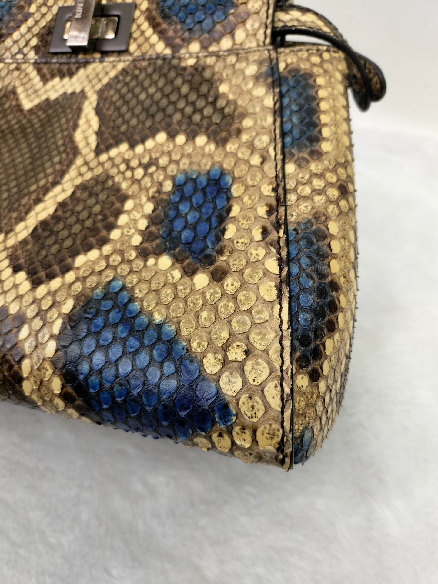 Fendi Peekaboo Mini Python Blue Beige SHW