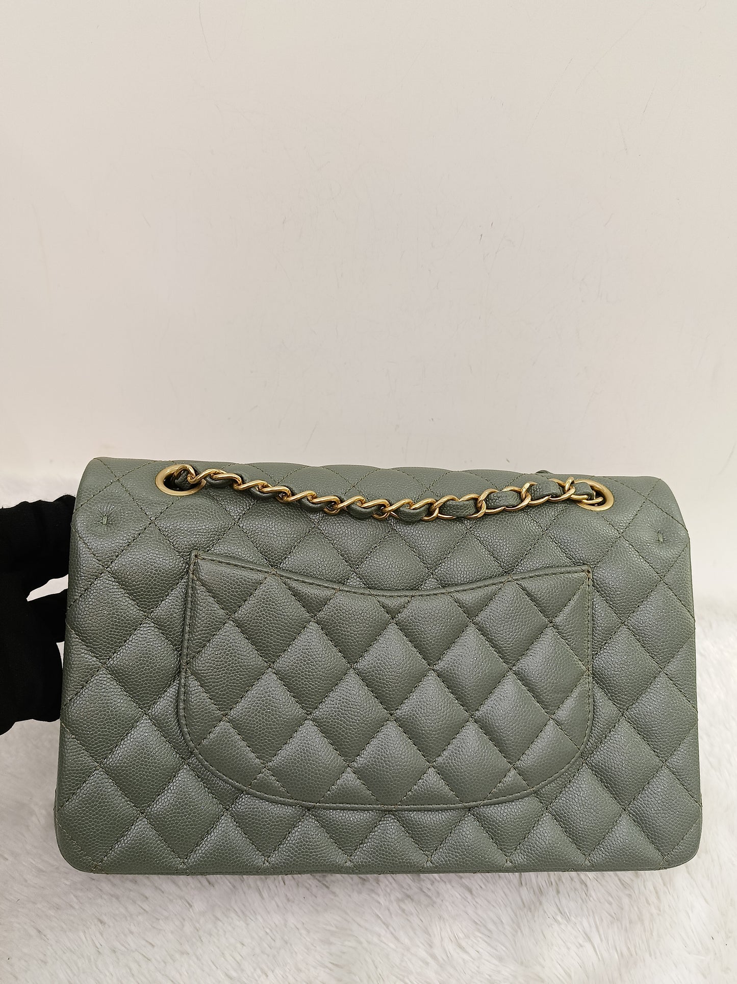Chanel Medium Caviar Light Green GHW DF #25
