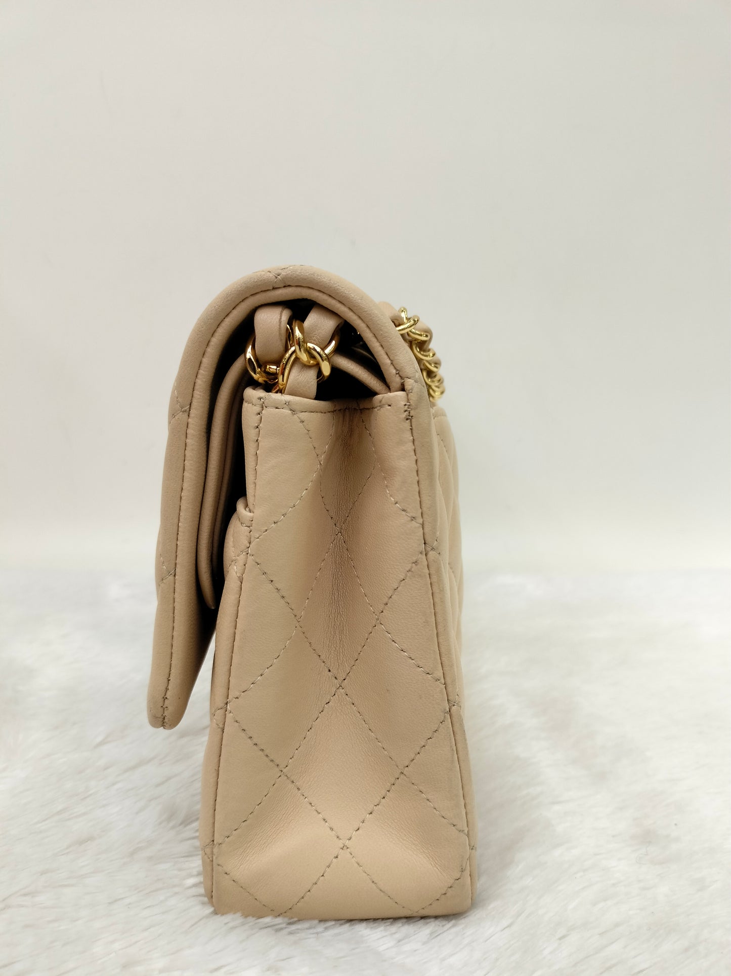 Chanel Medium Lamb Beige GHW DF #19