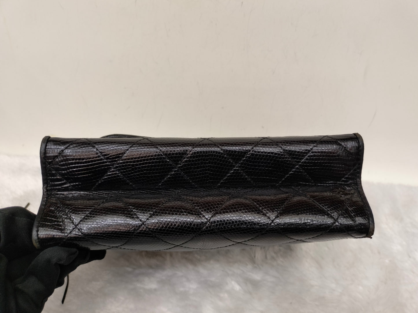 Chanel Shoulder Double Flap Tassel Lizard Black GHW #1