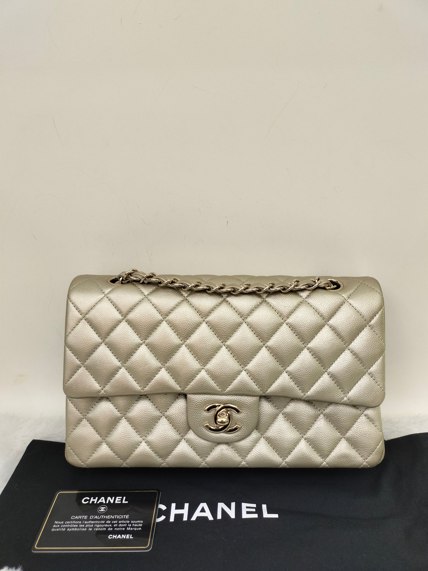 Chanel Medium Caviar Champagne GHW DF #23