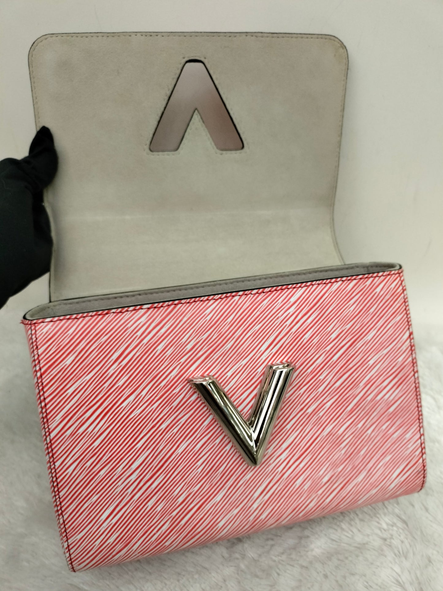 LV Twist MM Epi Studded Denim Red 2017