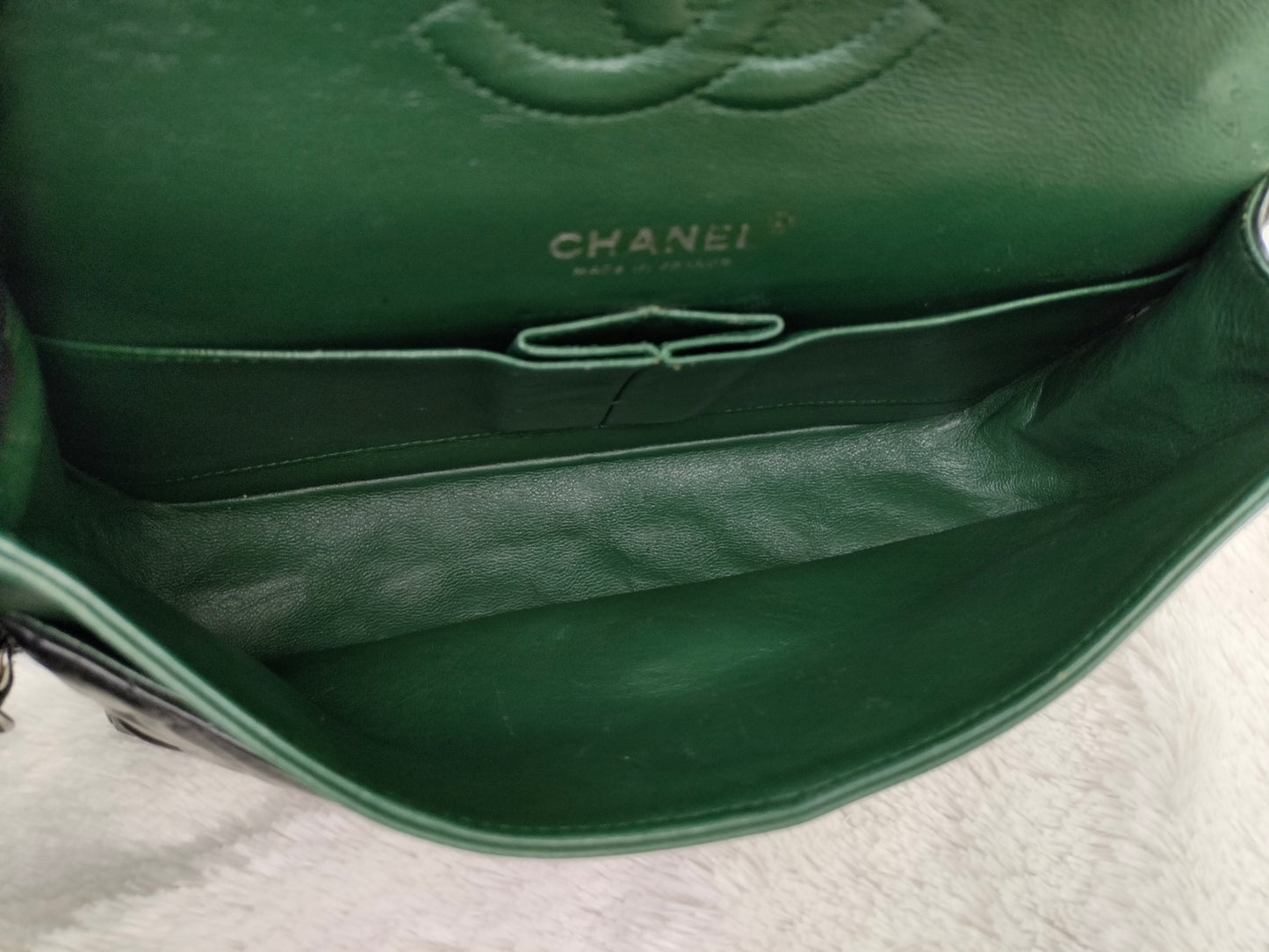 Chanel Medium Patent Black Green SHW DF #15