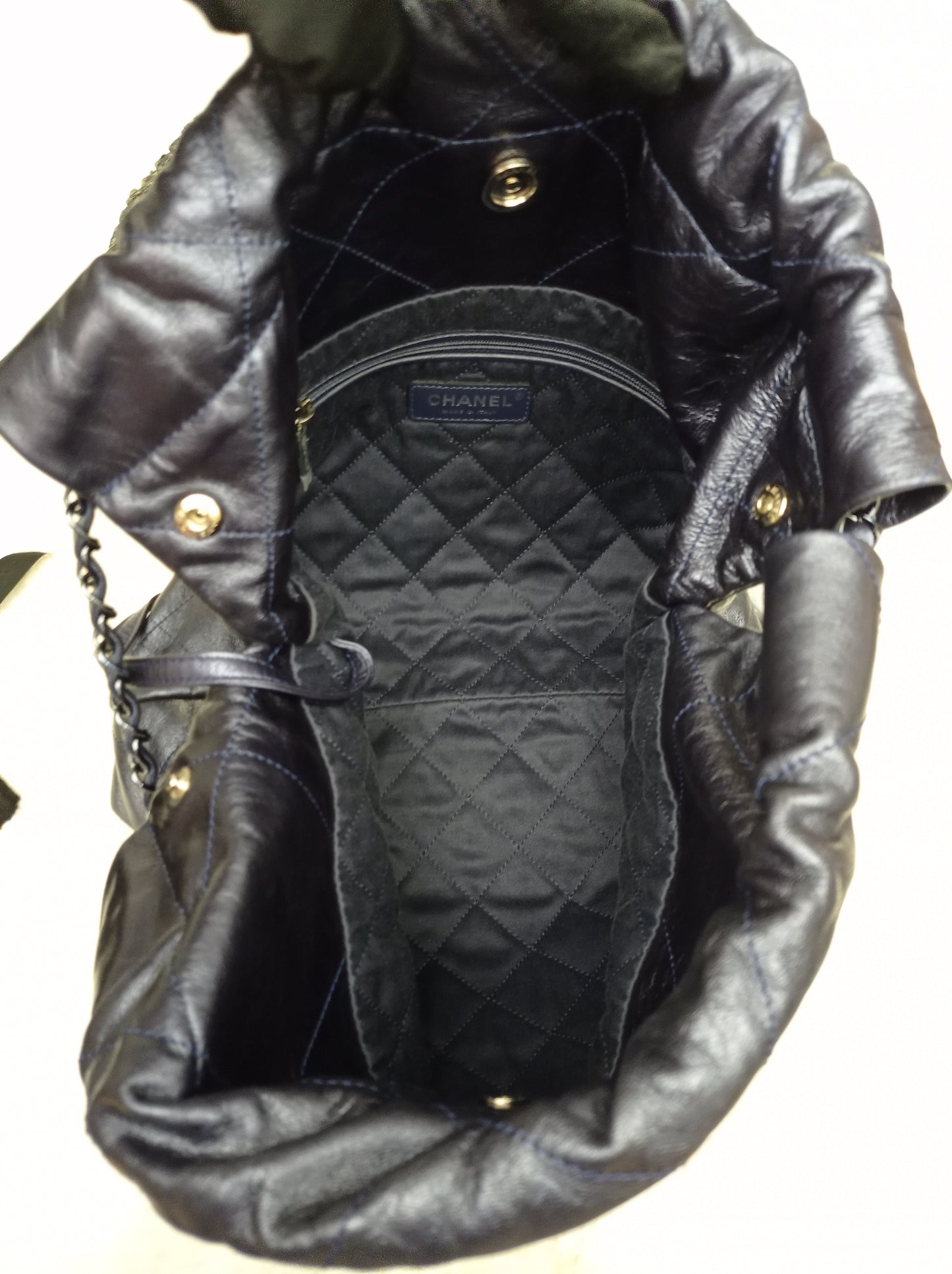 Chanel C22 Small Calfskin Iridescent Blue Metallic (CHIP)