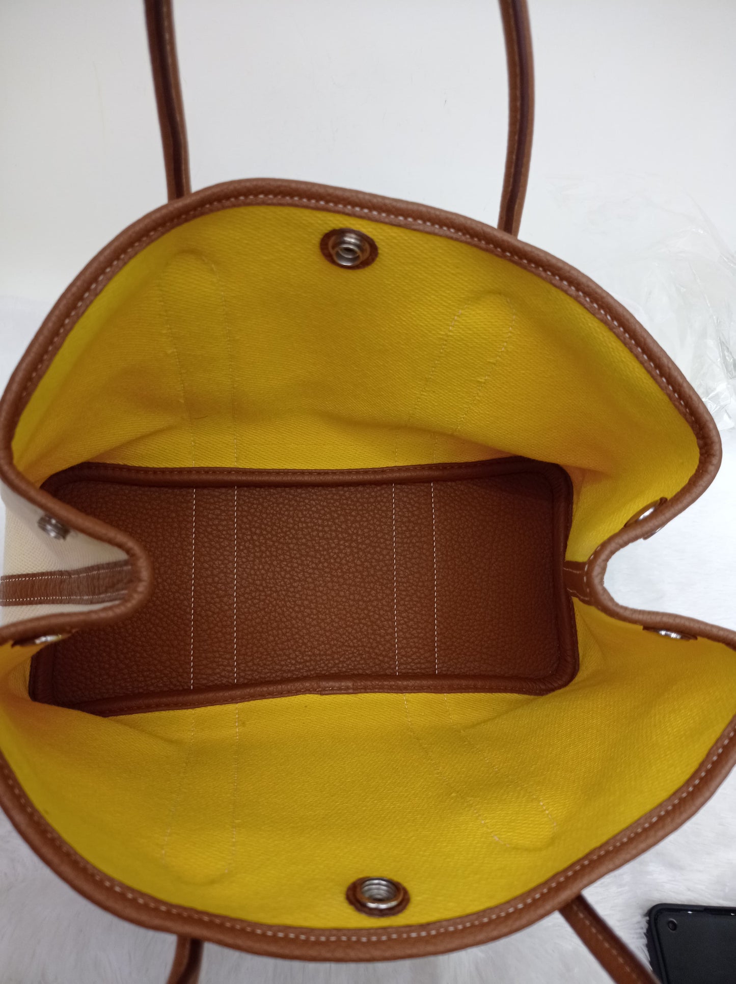 Garden Party 30 Canvas Leather Jaune Citroen Biscuit #C