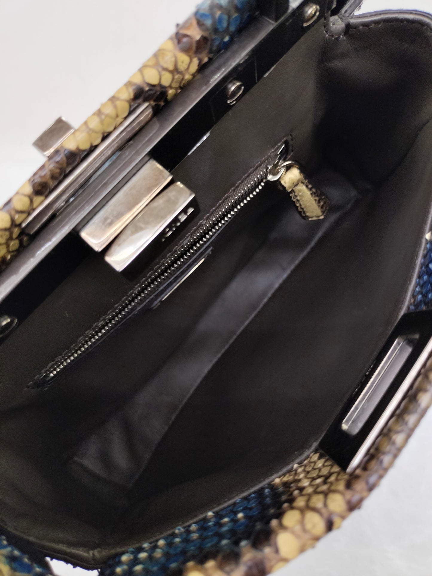 Fendi Peekaboo Mini Python Blue Beige SHW
