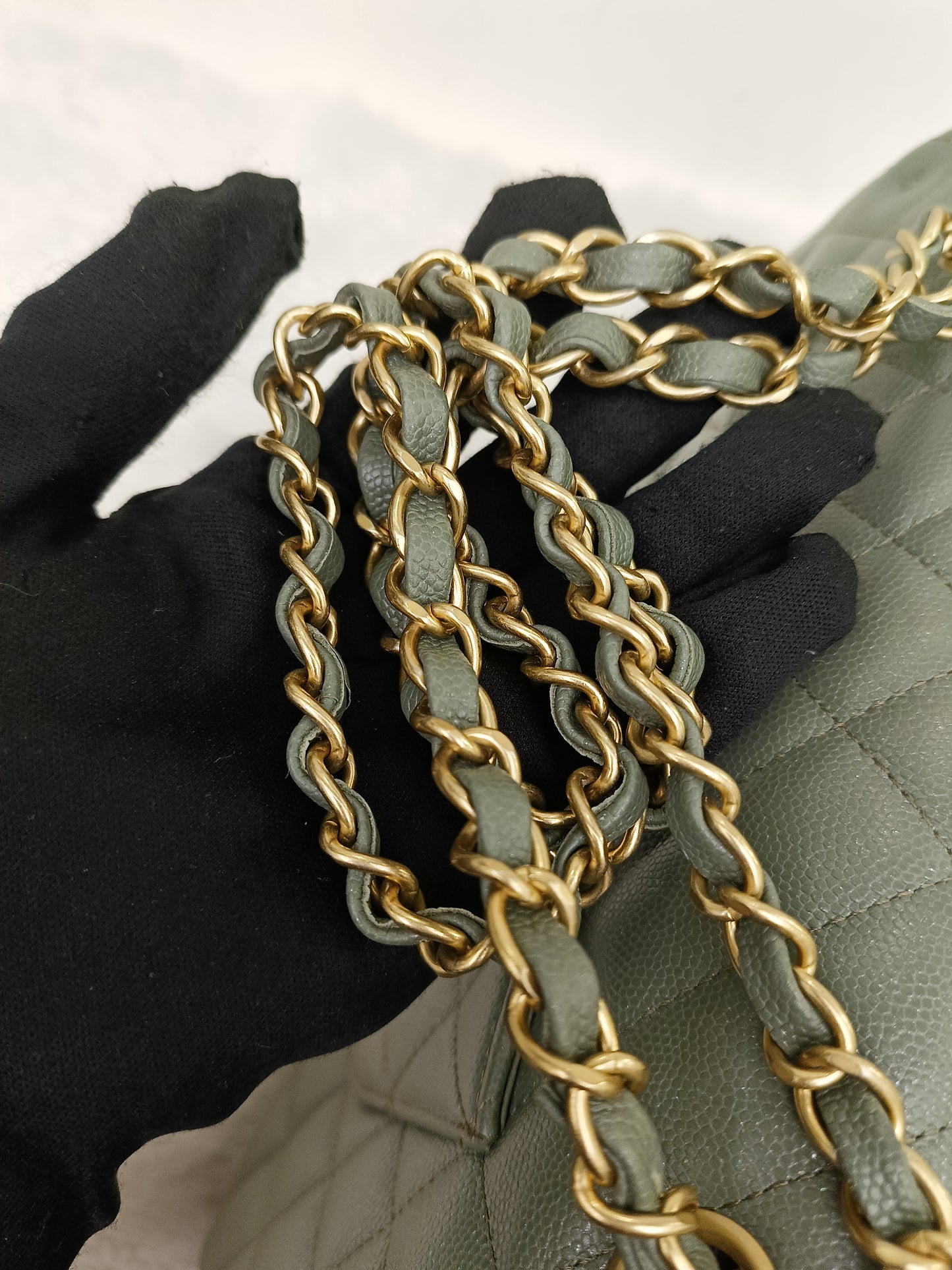 Chanel Medium Caviar Light Green GHW DF #25